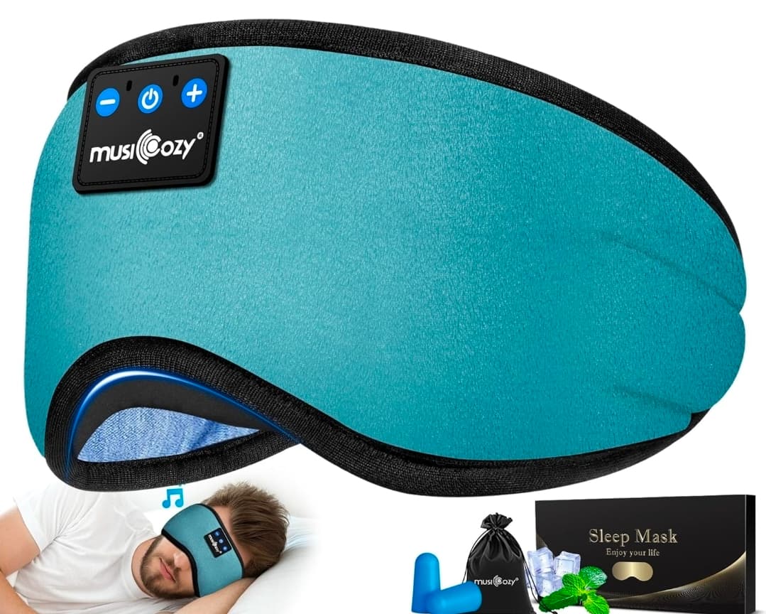 Sleep Headphones Bluetooth 5.4 Headband Sleeping Eye Mask for Mom Women Men Wireless Music Earbuds Earphones for Side Sleepers Built-in HD Speakers Cool Gadgets Unique Gifts
