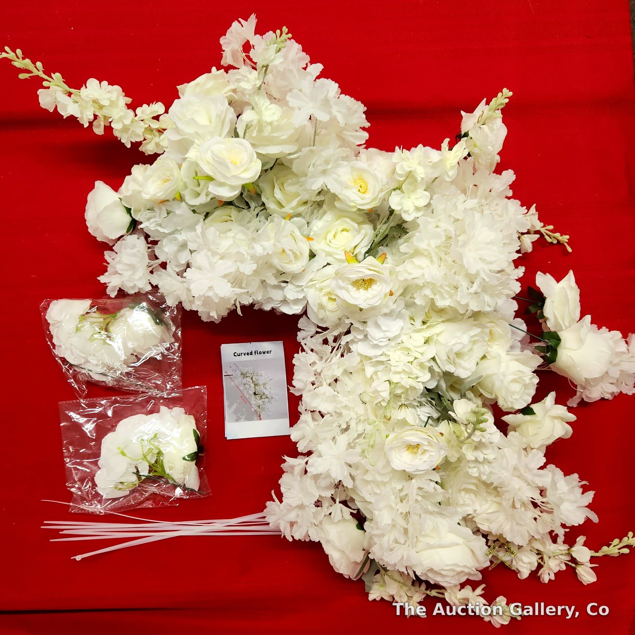 White Silk Curved Flower Arrangement Kit, 120cm