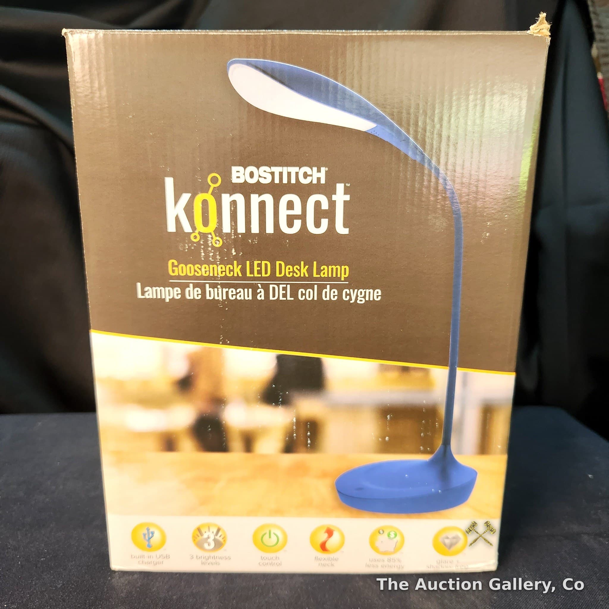 Bostitch Konnect Gooseneck LED Desk Lamp, Blue, New in Box