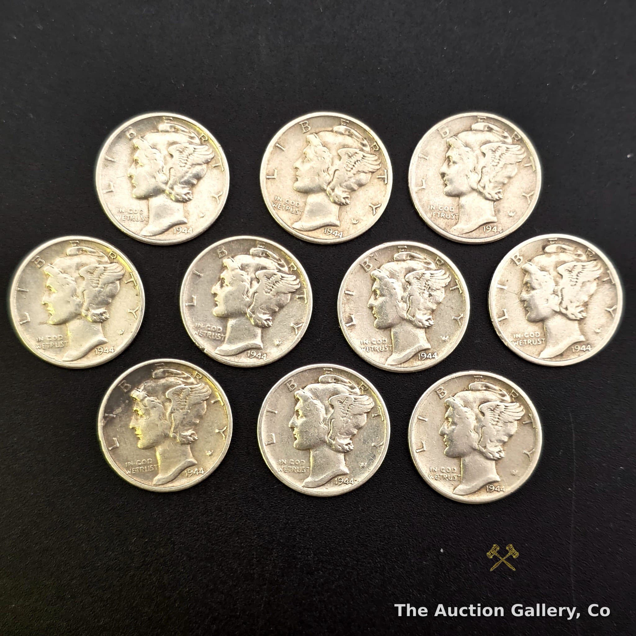 1944 Mercury (Winged Liberty) Dimes, 90% Silver โ Lot of 10