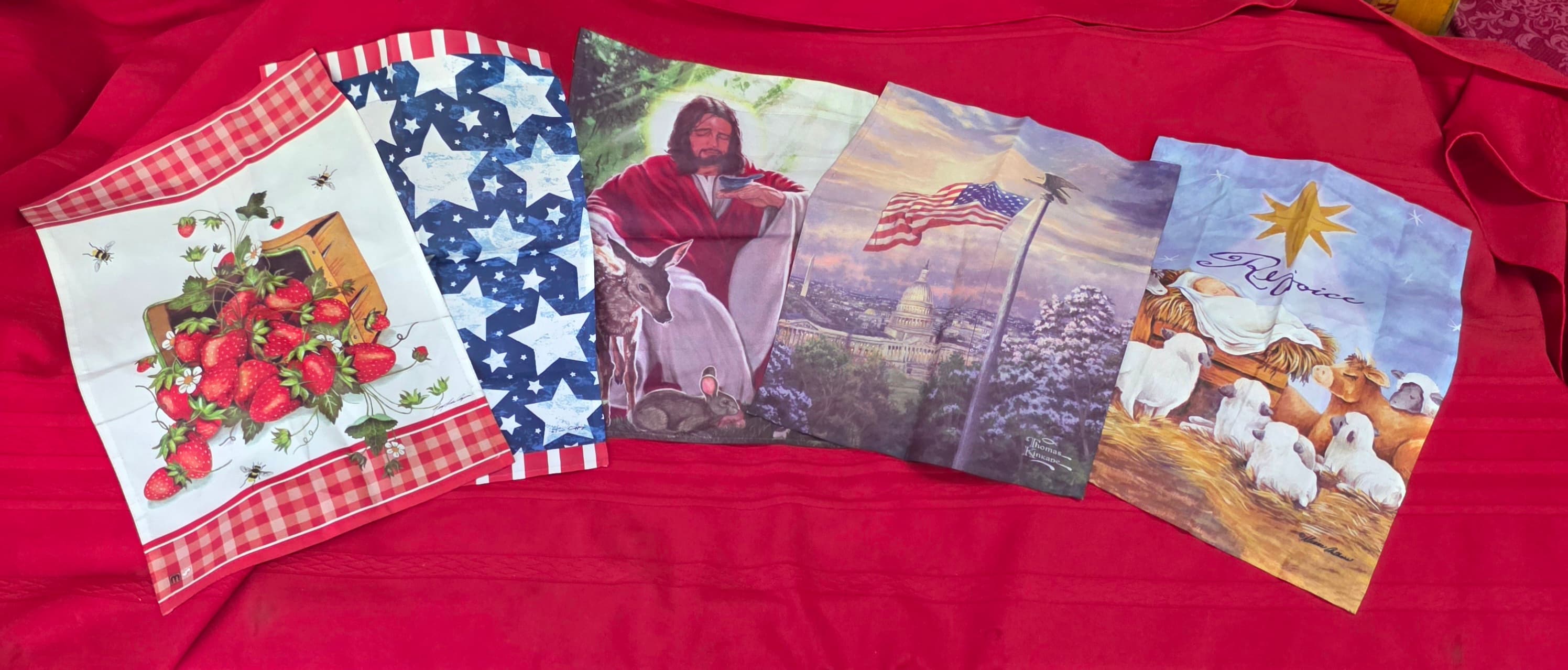 Set of 5 Garden Flags, Mixed Seasonal & Religious