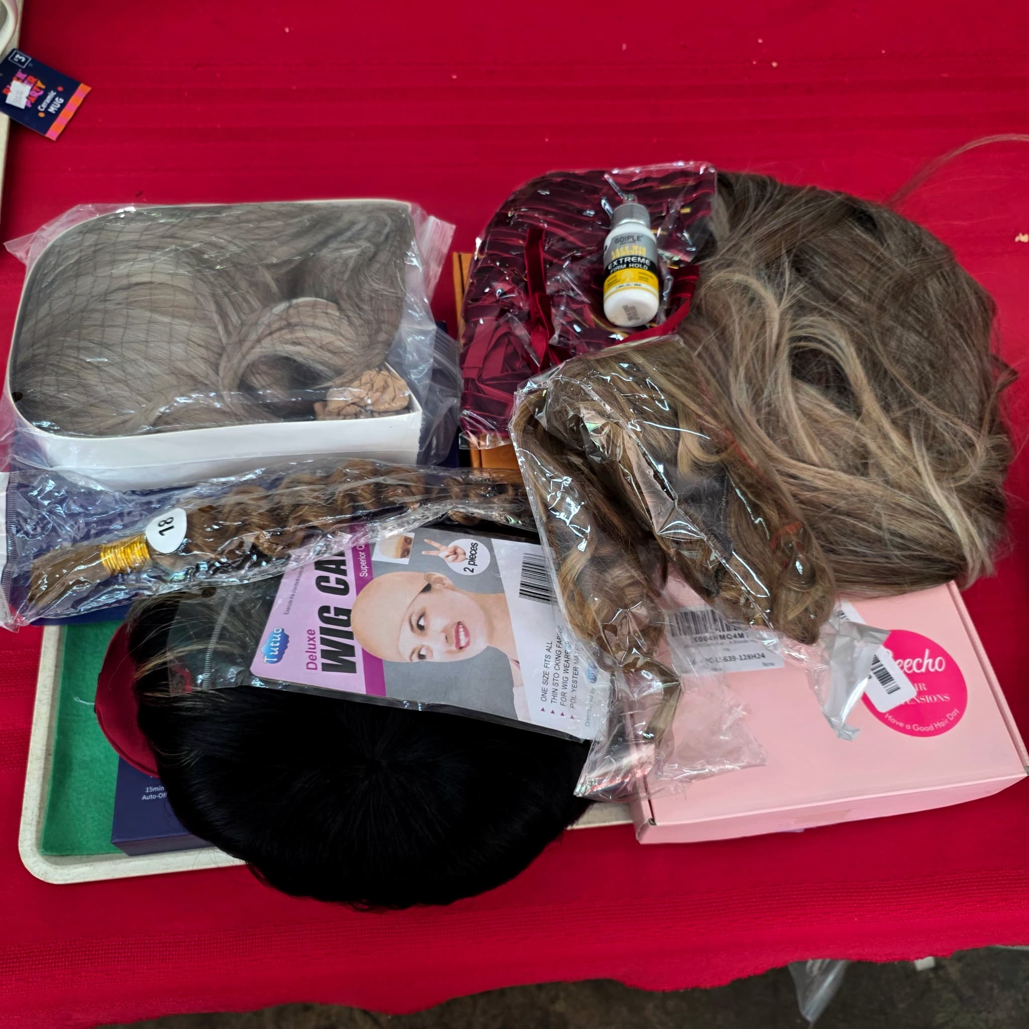 Tray Lot of Wigs β Multiple Styles and Colors
