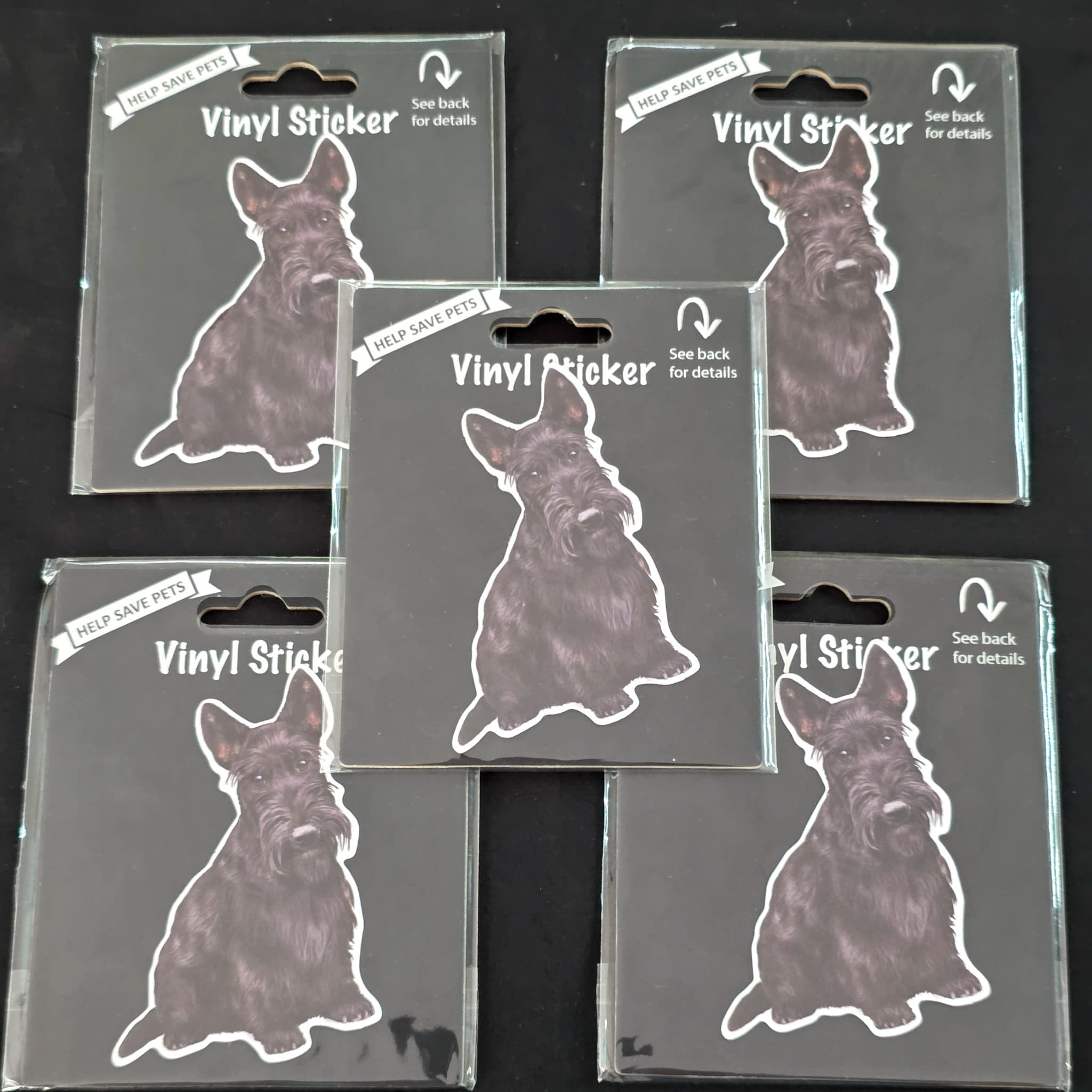 Set of 5 Scottish Terrier Vinyl Stickers, Brand New