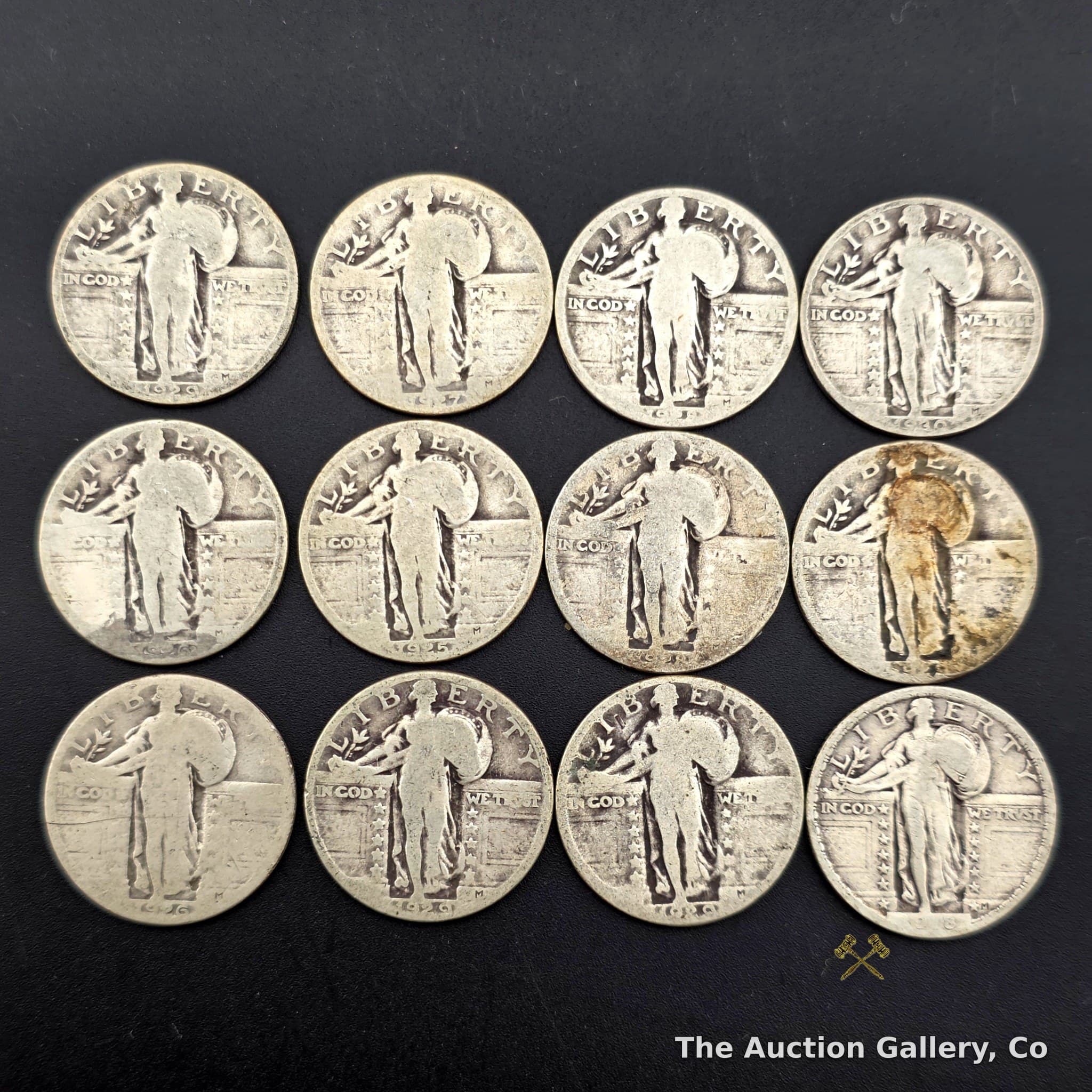 Standing Liberty Silver Quarters, Lot of 12, 90% Silver