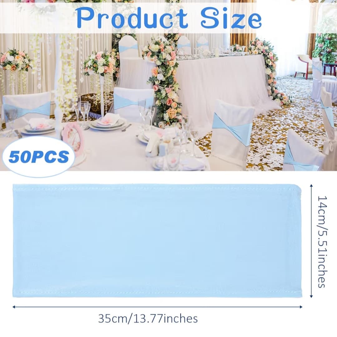 50 Pcs Spandex Chair Sashes (Baby Blue)