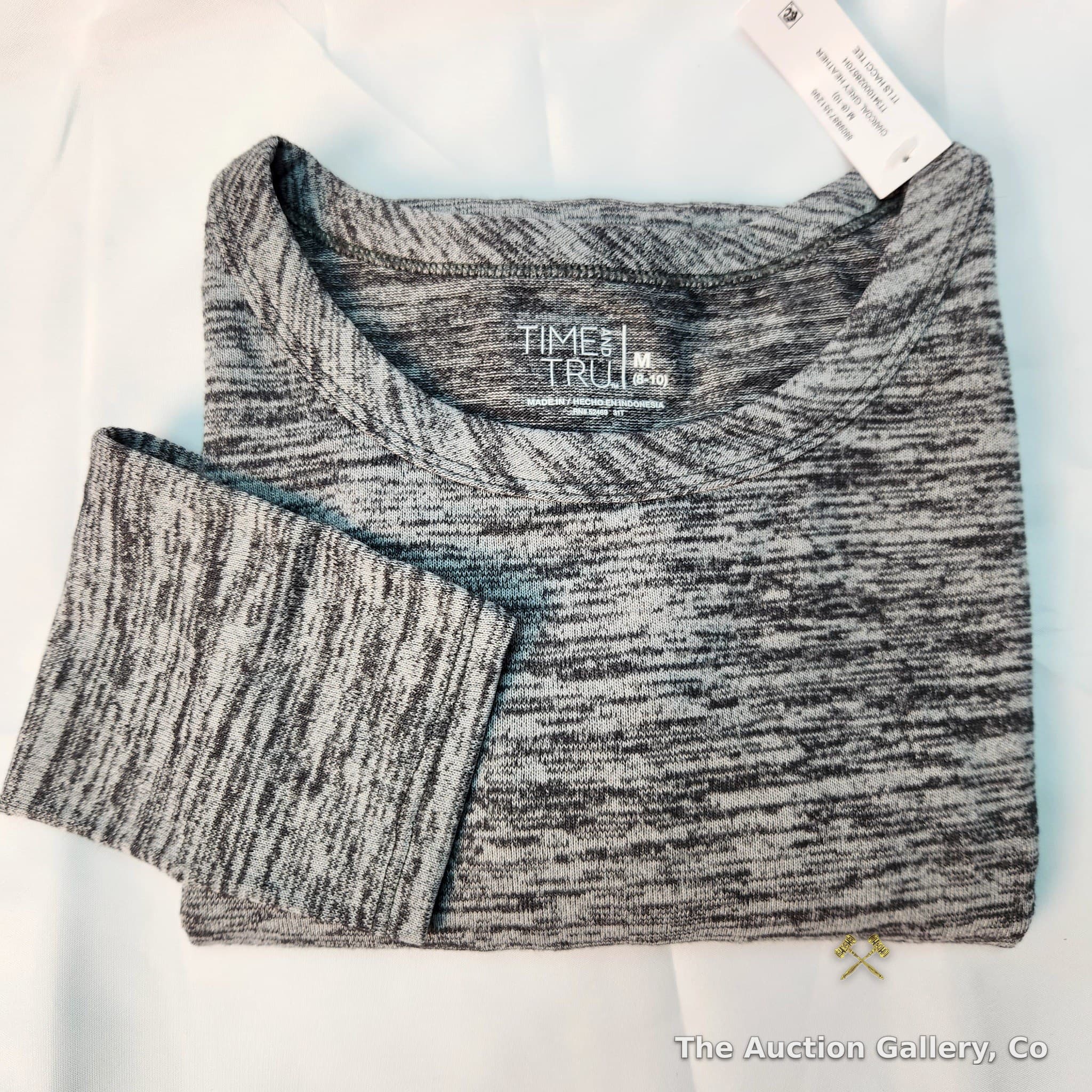 Time and Tru Grey Heather Long-Sleeve Top, Size Medium, NWT