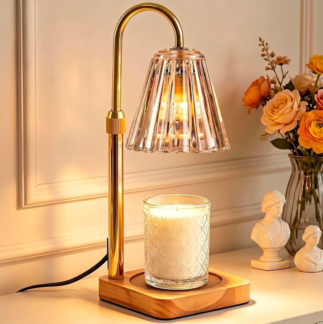 Marycele Candle Warmer Lamp with Timer & Dimmer - Mothers Day Gifts for Women Mom Her, Aesthetic Office Home Decor, Adjustable Height Wax Melter for Candle Jar & 3-Wick Candles (2 Bulbs Included)