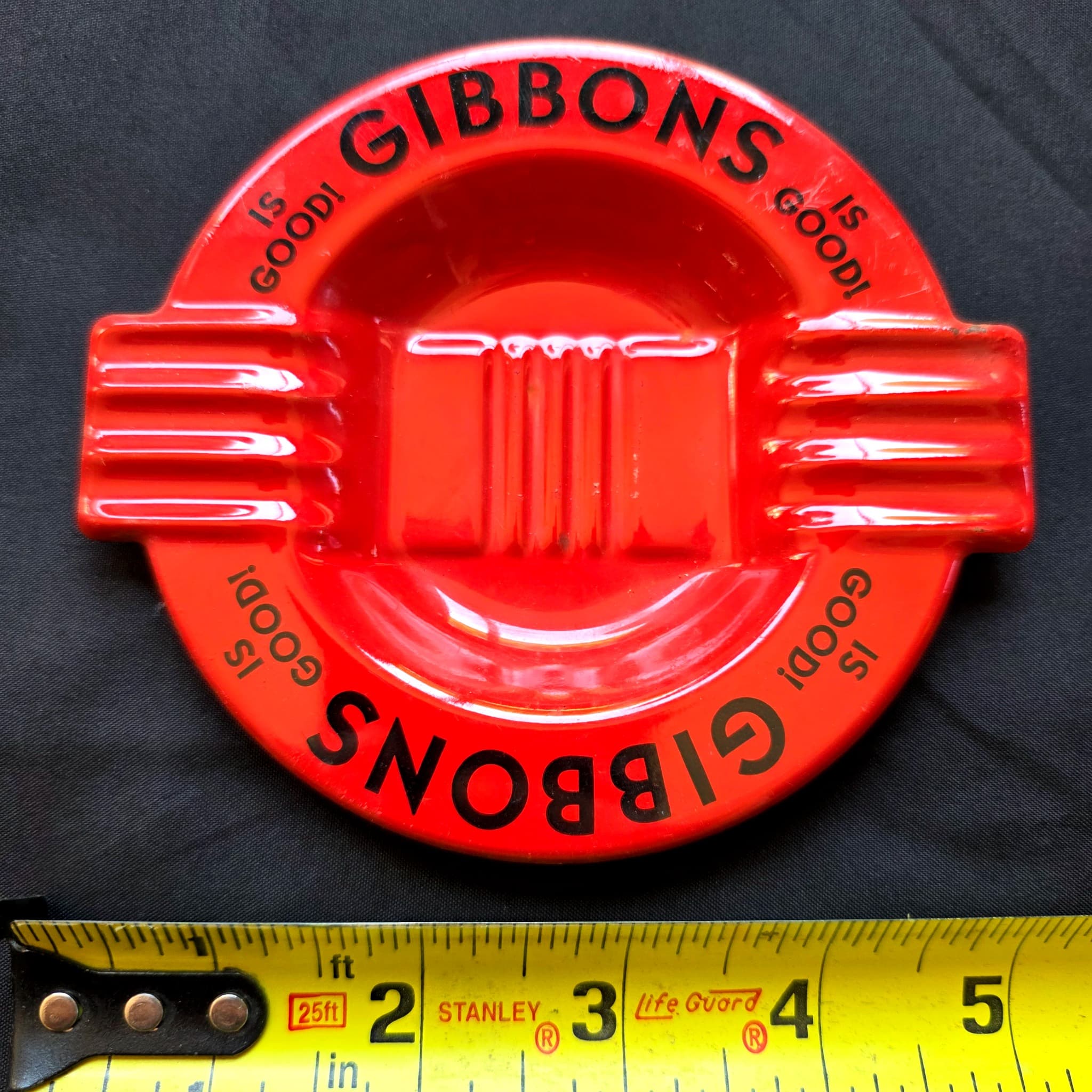 Vintage Gibbons Beer Cigarette / Cigar Ashtray, Red Ceramic