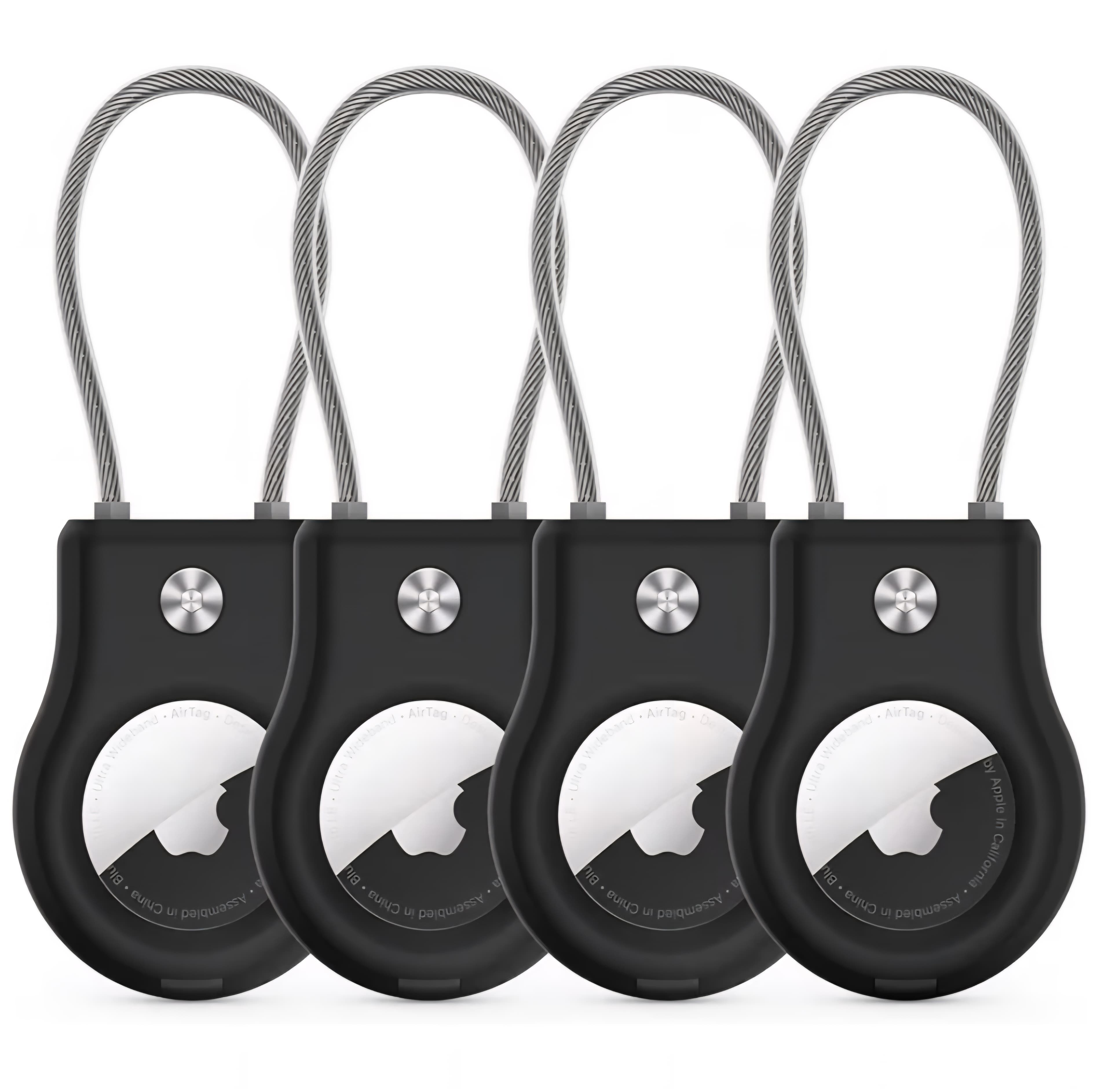4 Pack Air tag Lock Keychain with Wire Cable (Compatible with Apple Airtag)