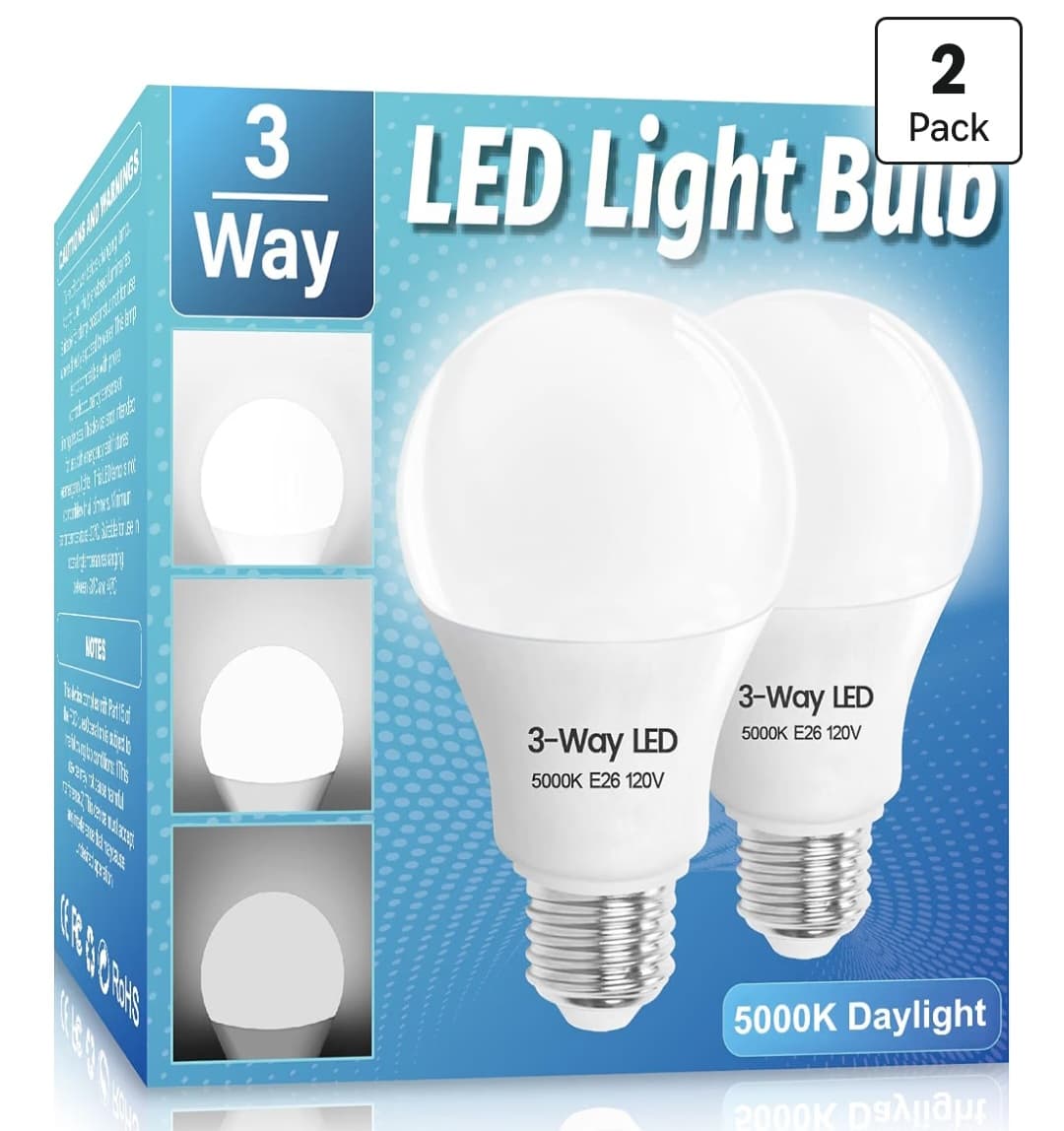 3 Way LED Light Bulbs (2 Pack)
