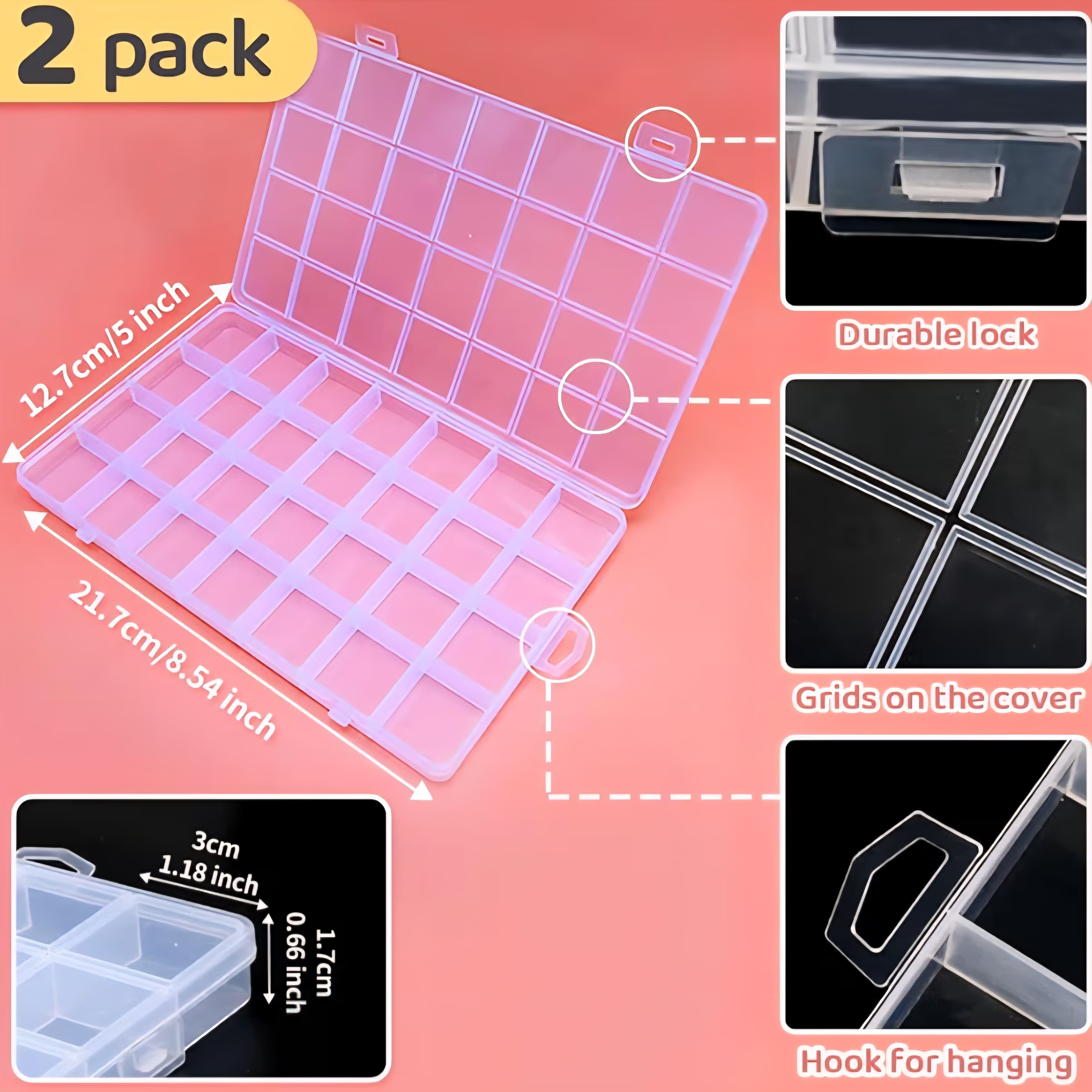 (2 pack) 28 Grid Plastic Organizer Storage Box