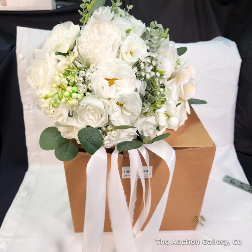 Silk Cascading Bridal Bouquet, White, New in Box