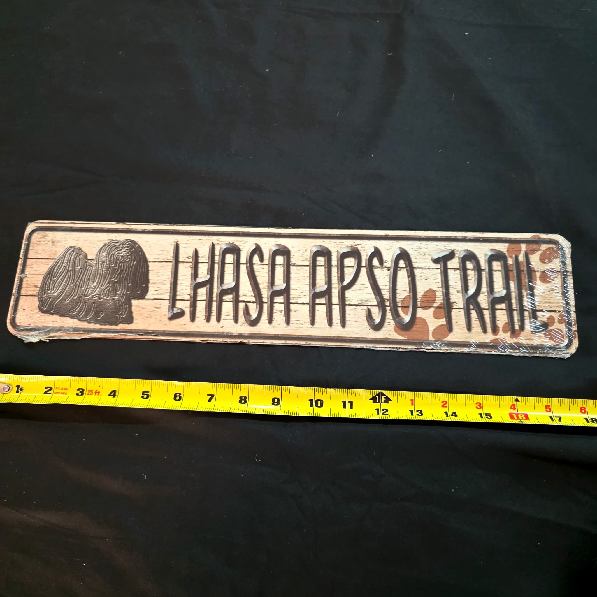 Lhasa Apso Trail Metal Street Sign, 18"
