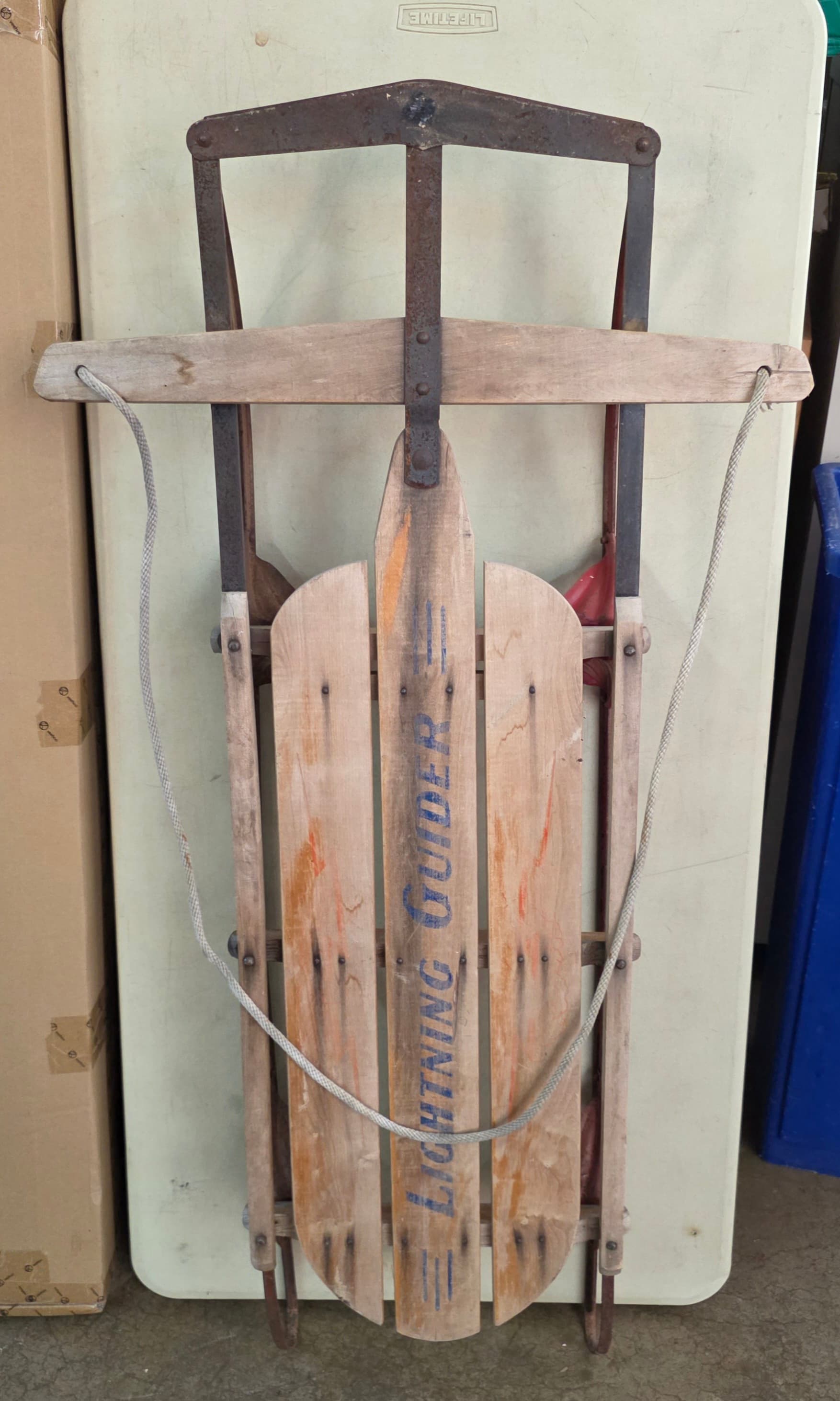 Lightning Guider 44" Vintage Wood & Steel Sled, Standard Novelty Works