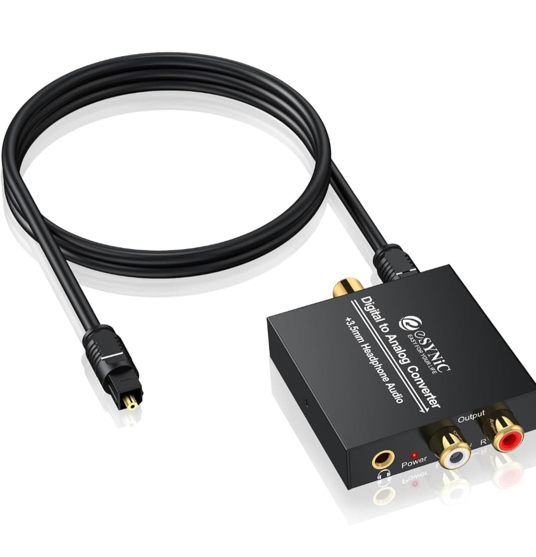 eSynic Professional Digital to Analog Audio Adapter-192KHZ DAC Converter-Aluminum Alloy Optical to RCA Adapter-Easy to Setup for HDTV/DVD/Gaming Consoles to 3.5mm Headphone & L/R Stereo Audio System