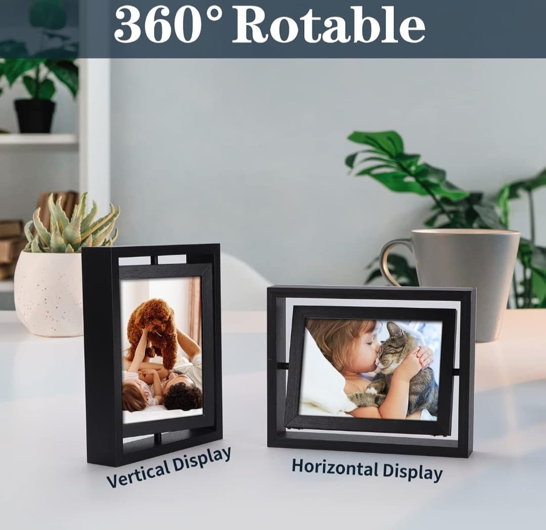 2 Pack Rotating Floating Picture Frames (5 x 7)
