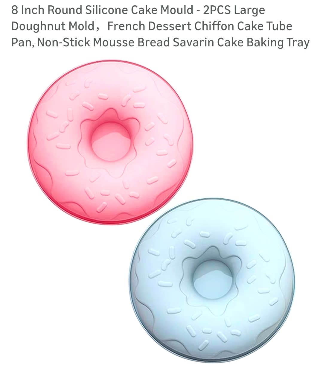 Silicone Doughnut Cake Molds, Set of 2, 8-Inch
