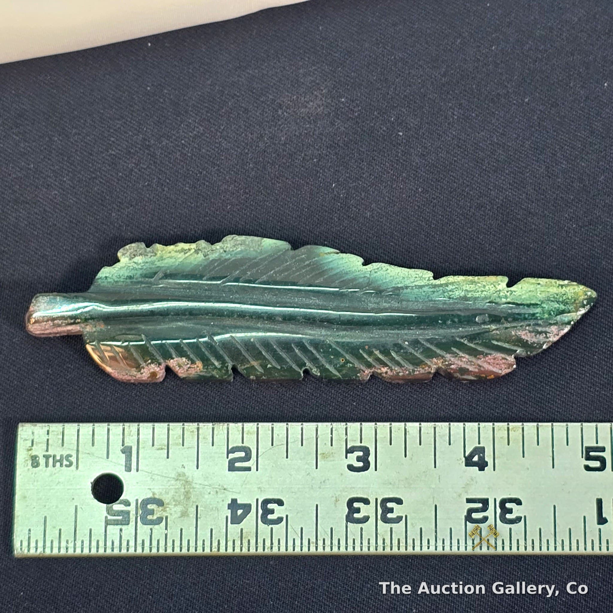 Carved Stone Feather Pendant, Approx. 5" Long