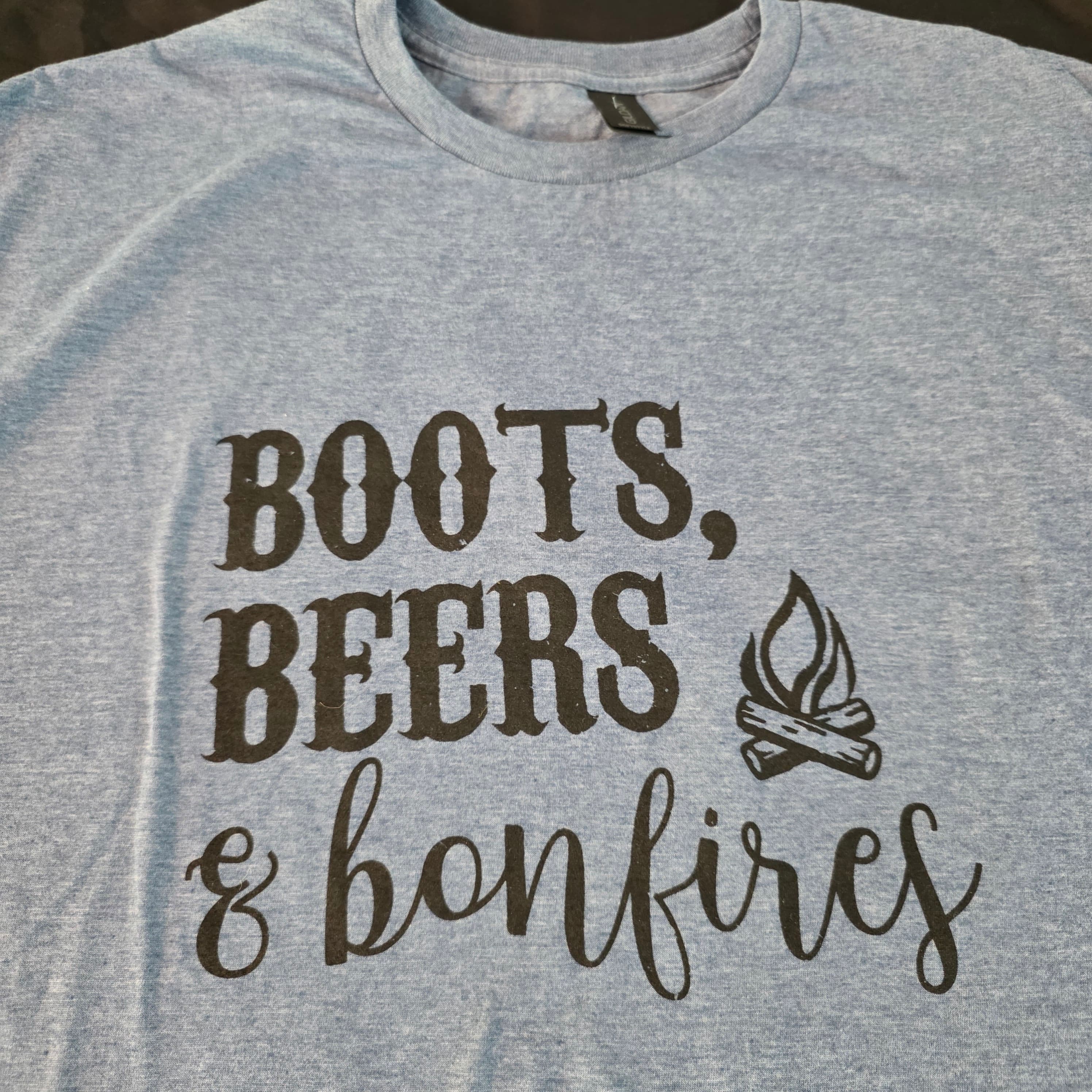 Gildan Softstyle "Boots, Beers & Bonfires" Graphic Tee, XL