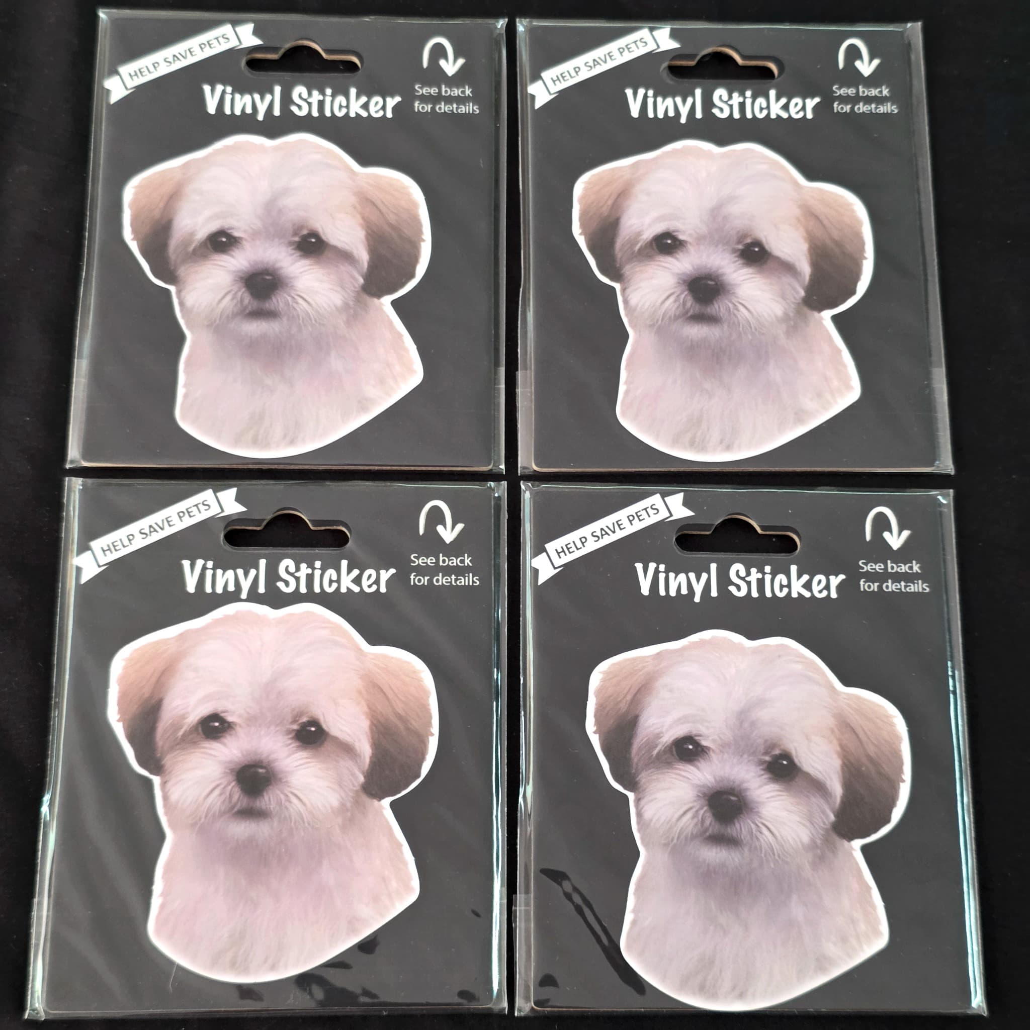 Set of 4 Dog Vinyl Stickers, Small Breed Portrait