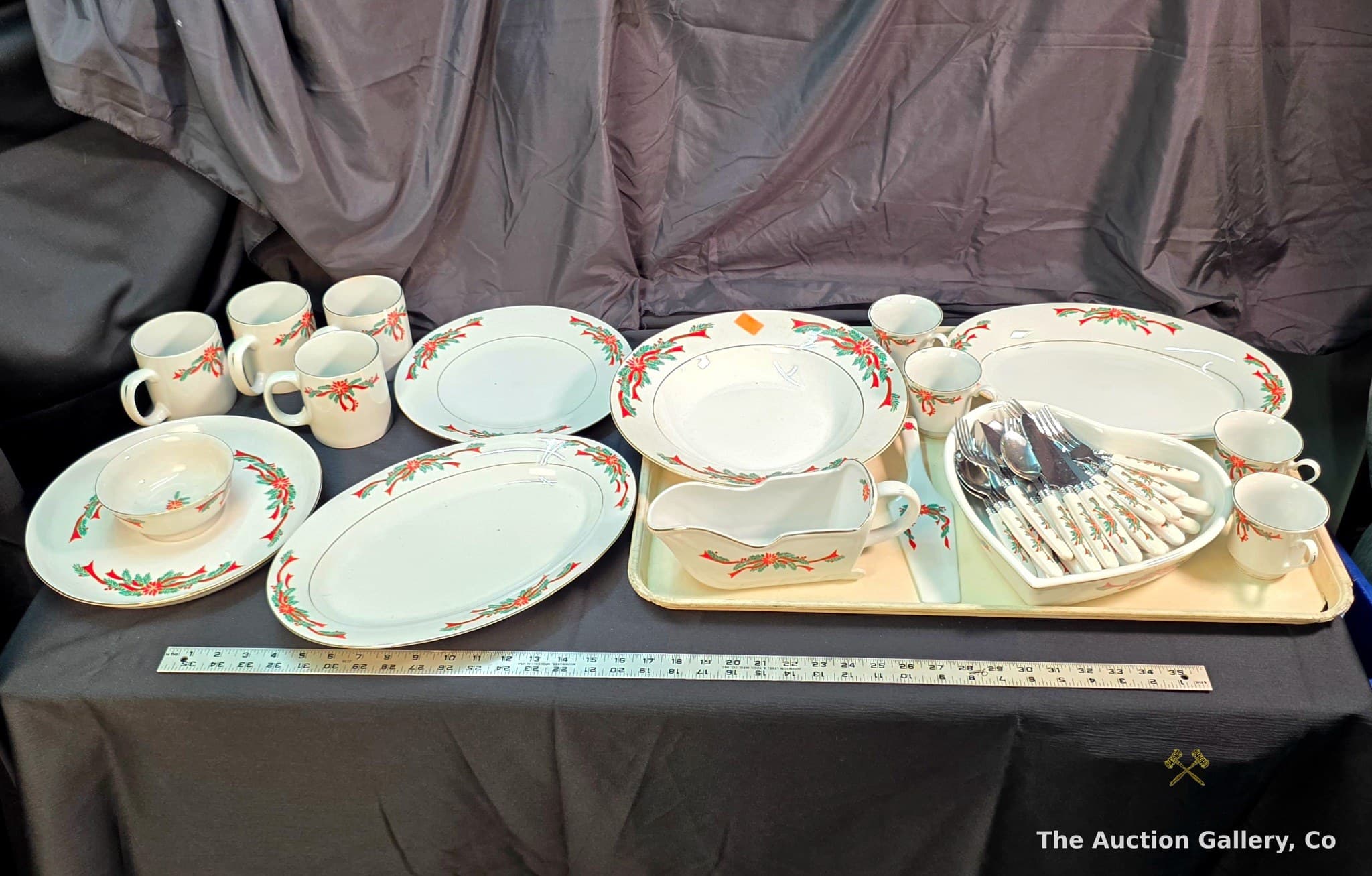 Tienshan Fine China Christmas Poinsettia Dinnerware & Flatware Collection
