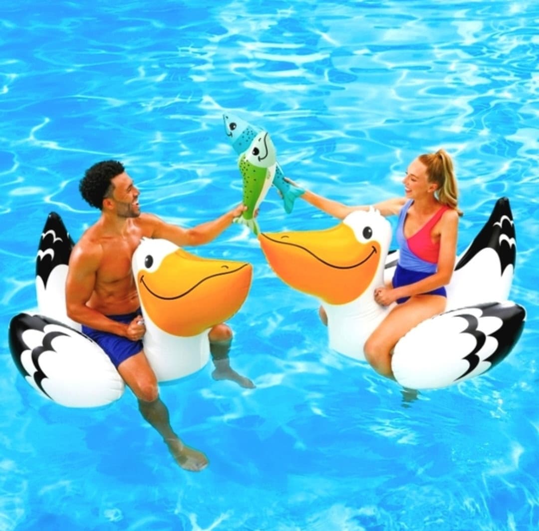Adult Bluescape Pelicans Pool Game, 2-Piece Inflatable Set
