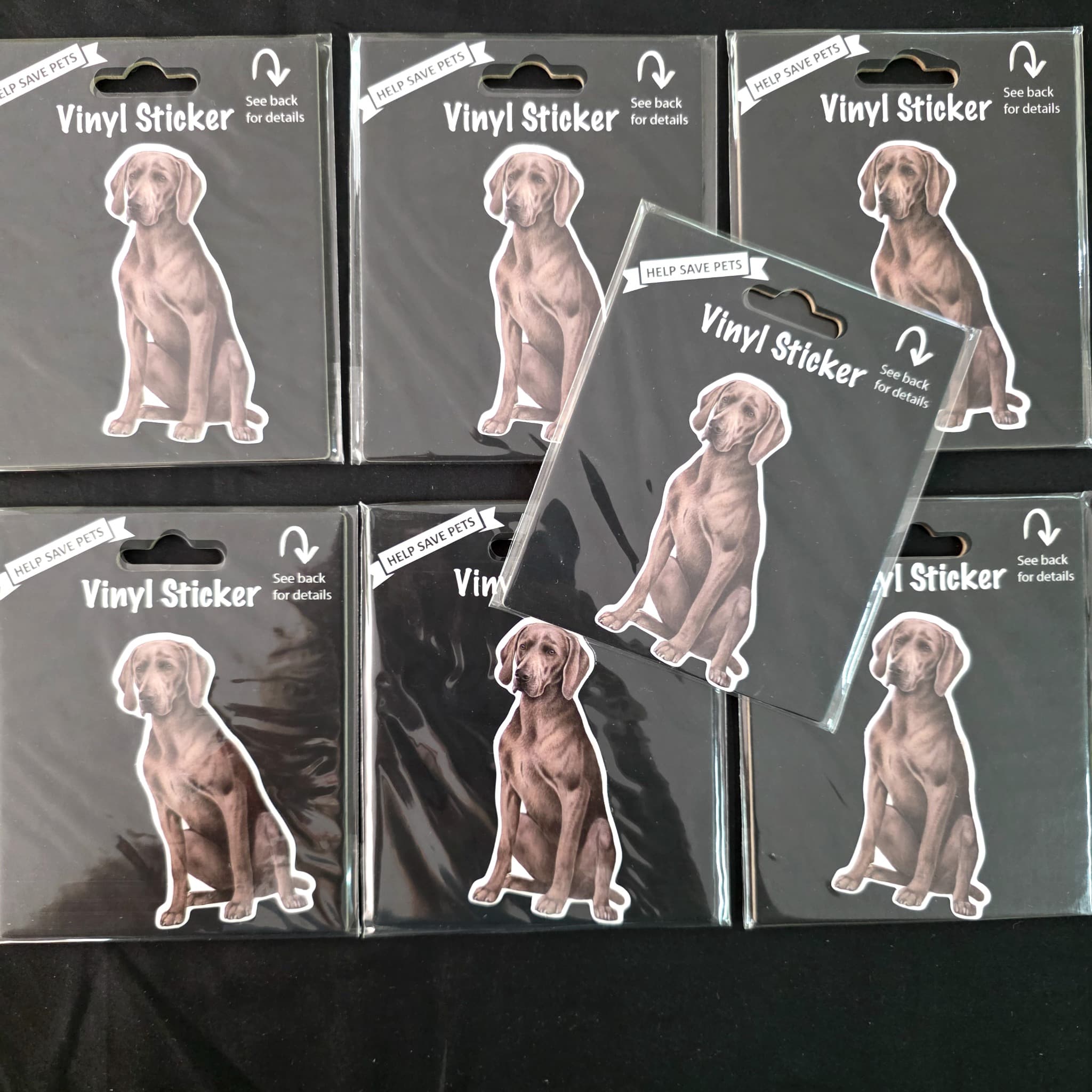 Set of 7 Weimaraner Dog Vinyl Stickers, Brand New