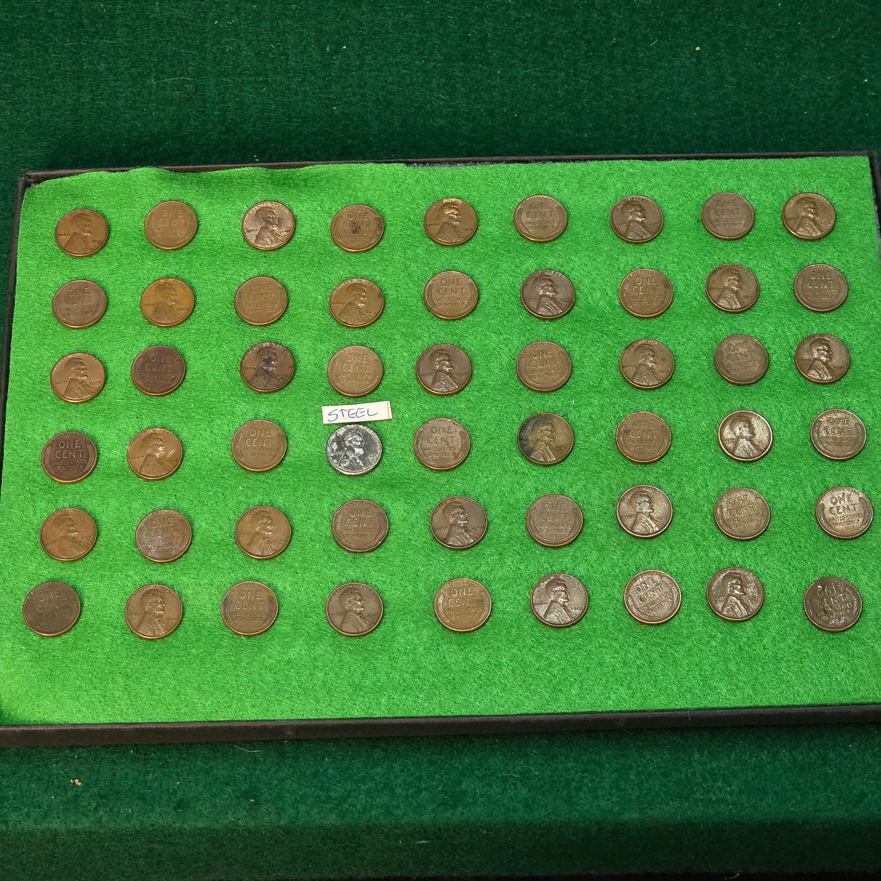 Wheat Penny Lot with Steel Cent, Unsorted