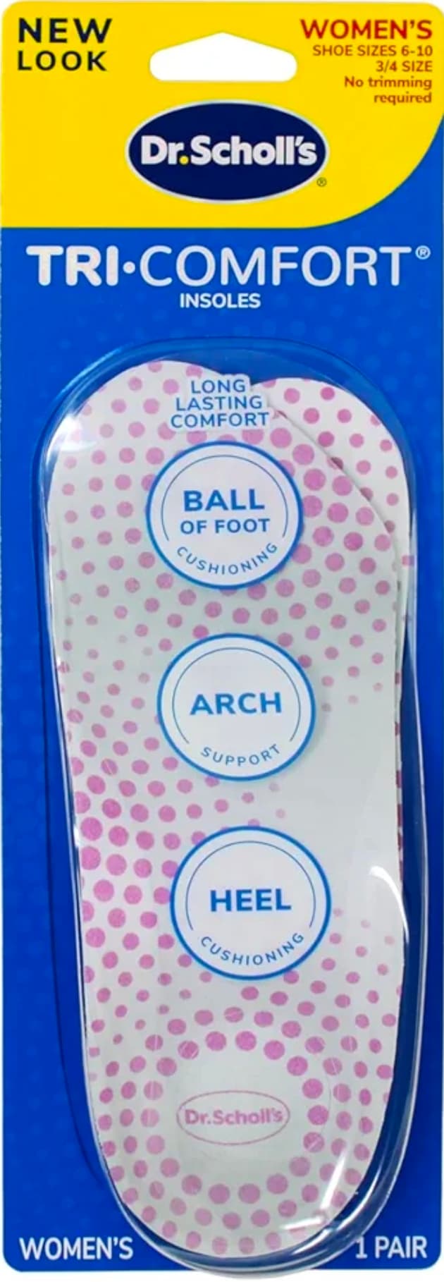 Dr. Scholl's Tri-Comfort Insoles, Women's Size 6β10, New