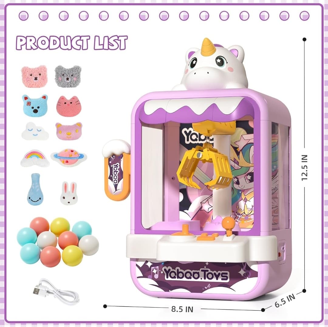 Purple Unicorn Claw Machine with Toys