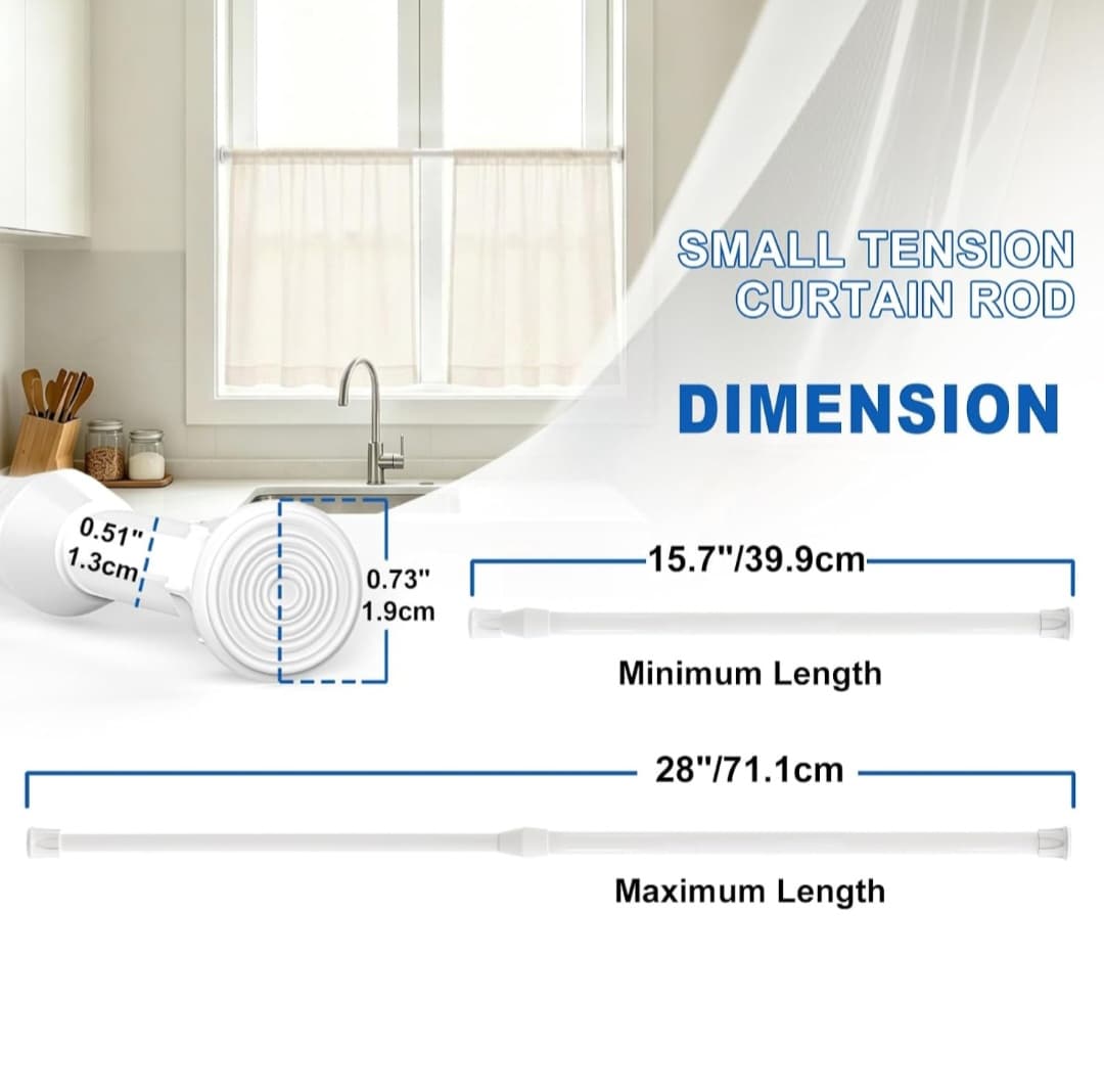 6 Pack Adjustable Tension Curtain Rods - 15.7-28 Inch, White