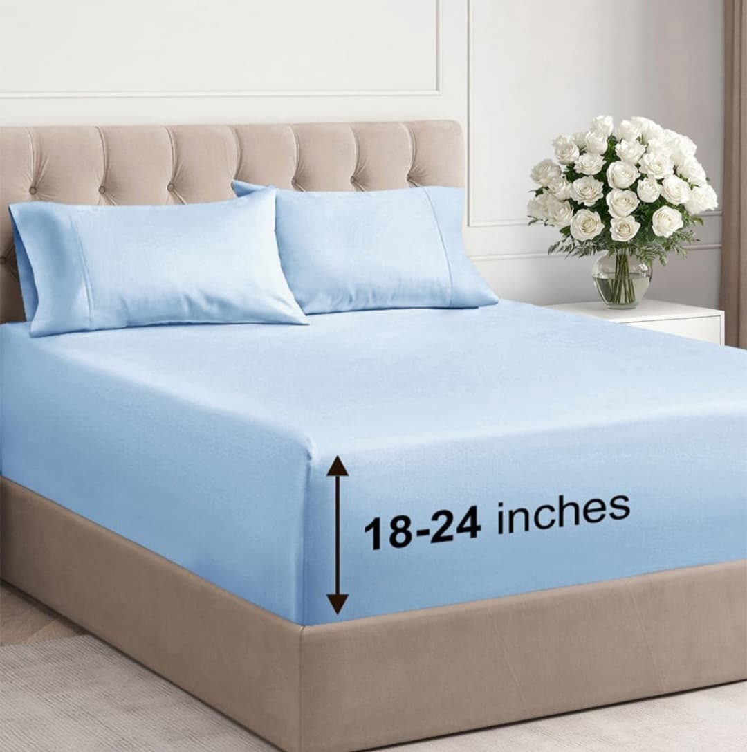 Extra Deep Queen Sheet Set - 4 Piece (Baby Blue)