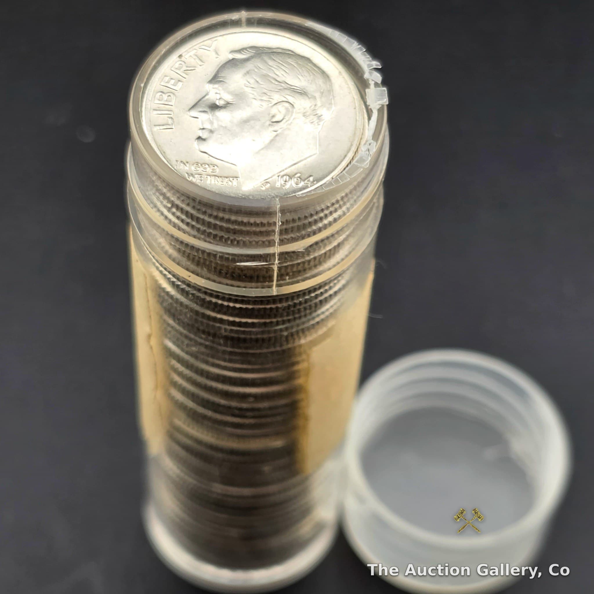 1964 Roosevelt Silver Dimes, Full Roll of 50 โ 90% Silver, Uncirculated