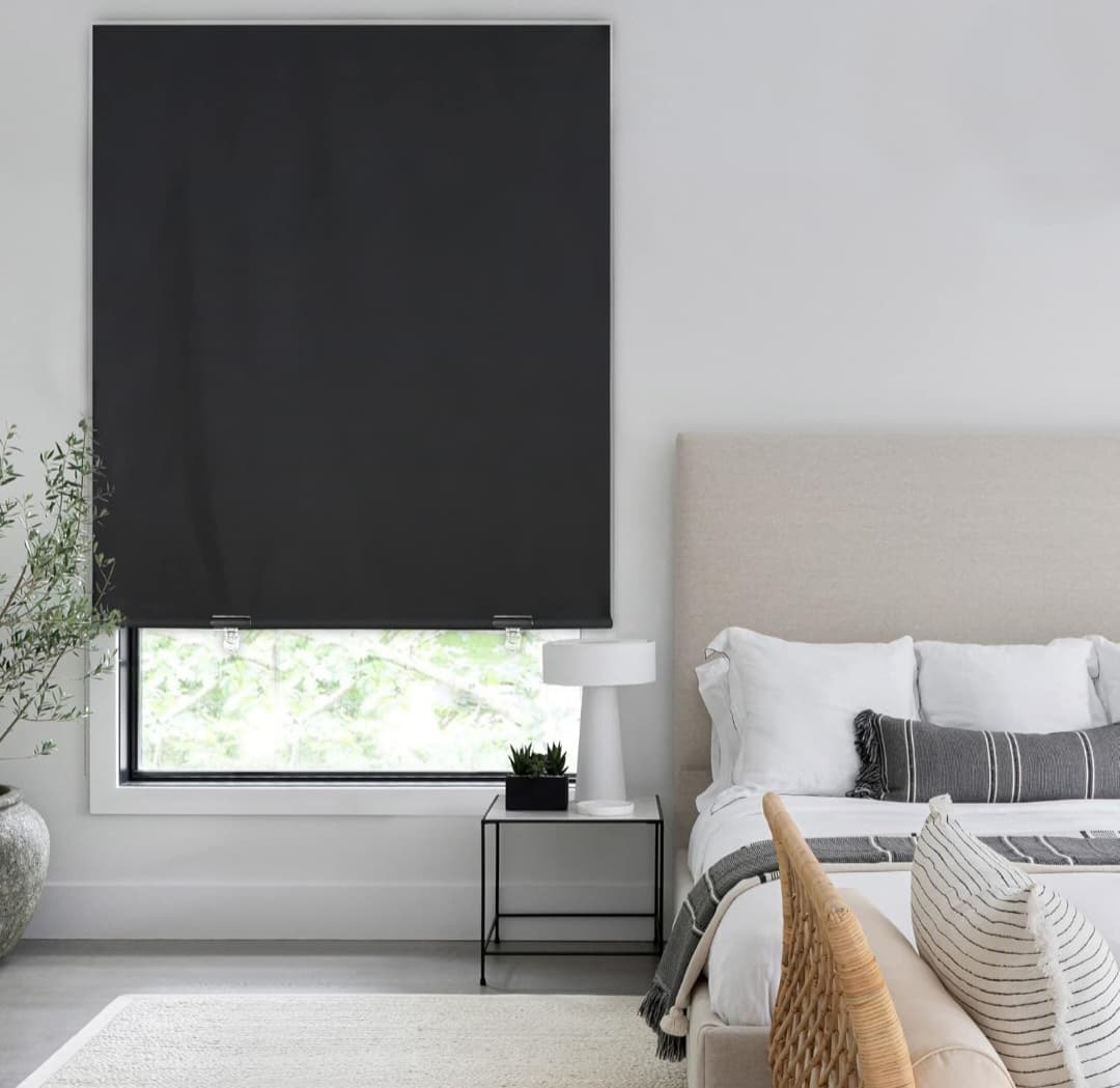 Blackout Roller Shades for Windows, Door Blinds, UV Protection (21" W x 48" H)