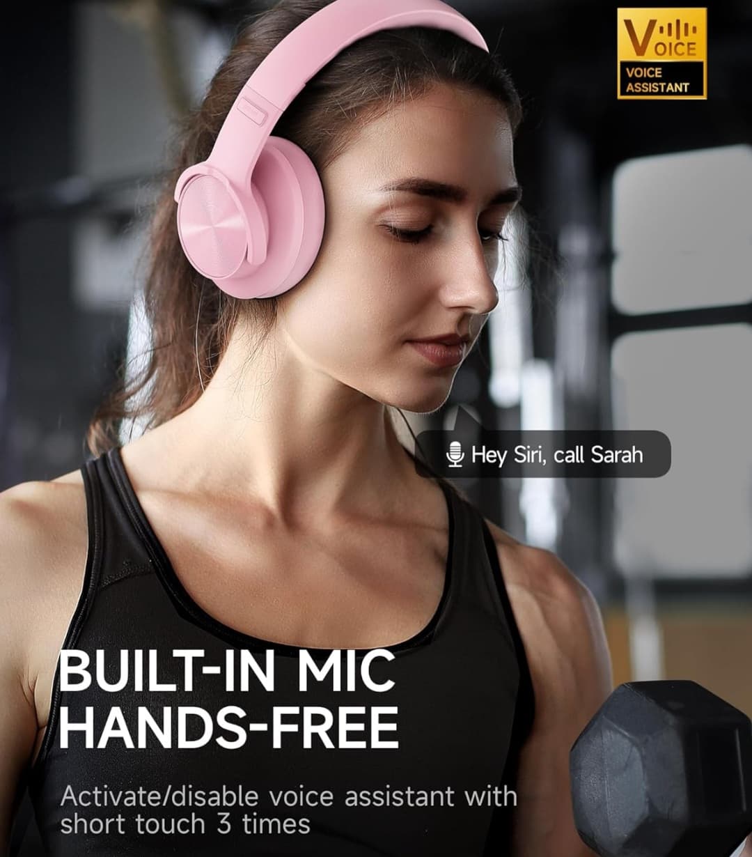 Wireless Bluetooth Headphones - Hands Free Calling - 3 Music Modes (Pink)