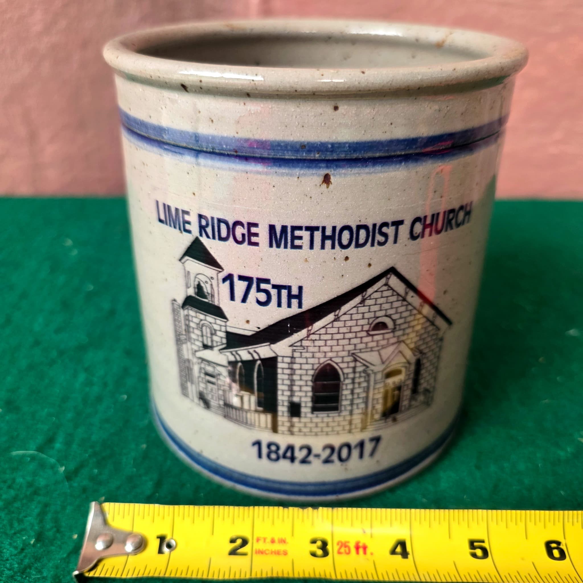Lime Ridge Methodist Church 175th Anniversary Stoneware Crock
