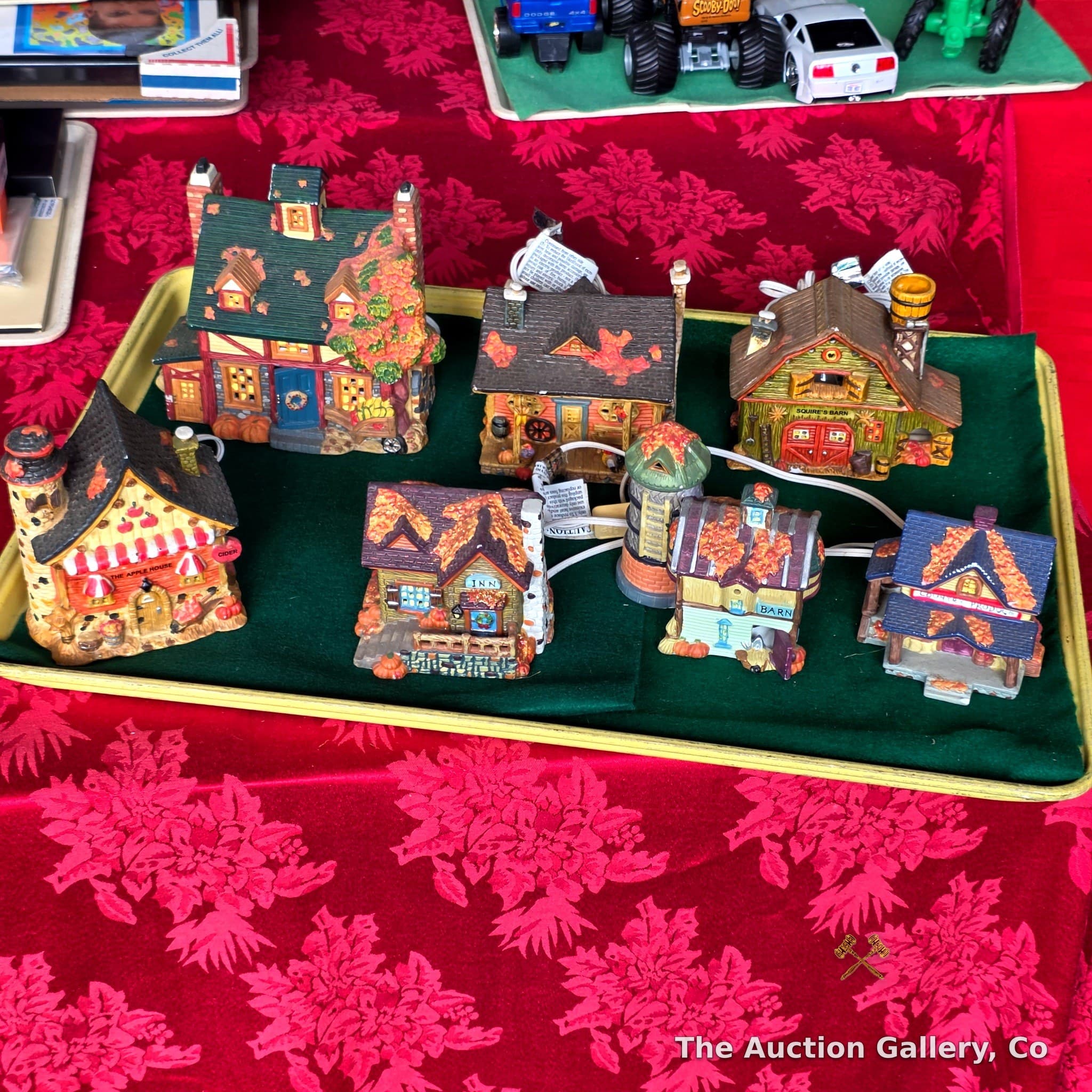Harvest Village Ceramic Lighted Buildings, Set of 8