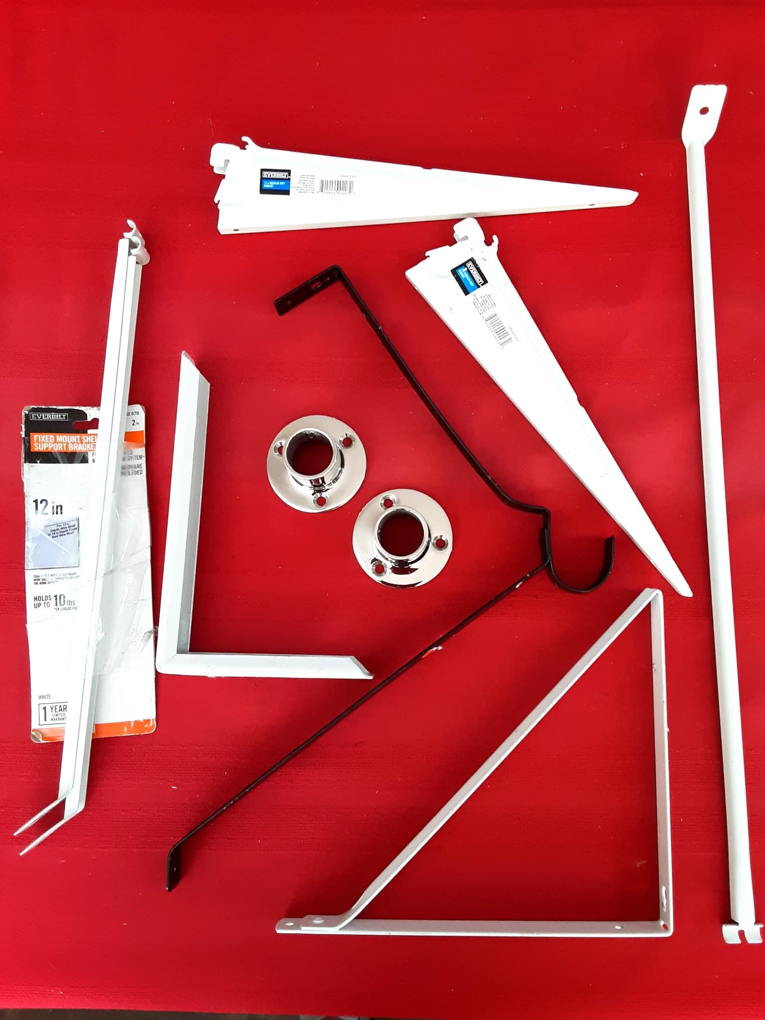 Everbilt Shelf Brackets, Rod Flanges & Hardware Mixed Lot