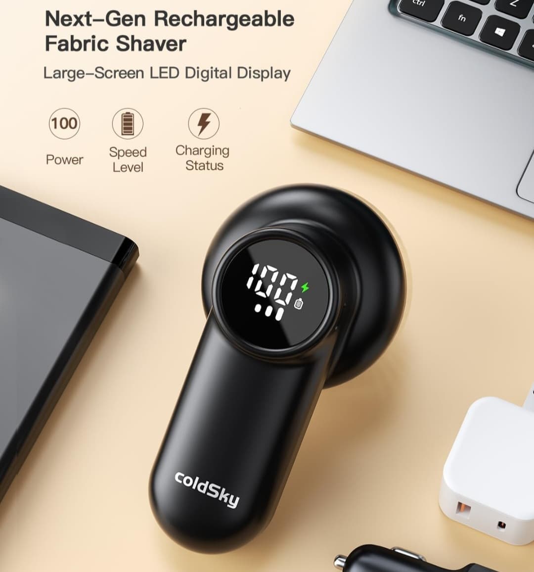 Rechargeable Fabric Shaver - Digital Display