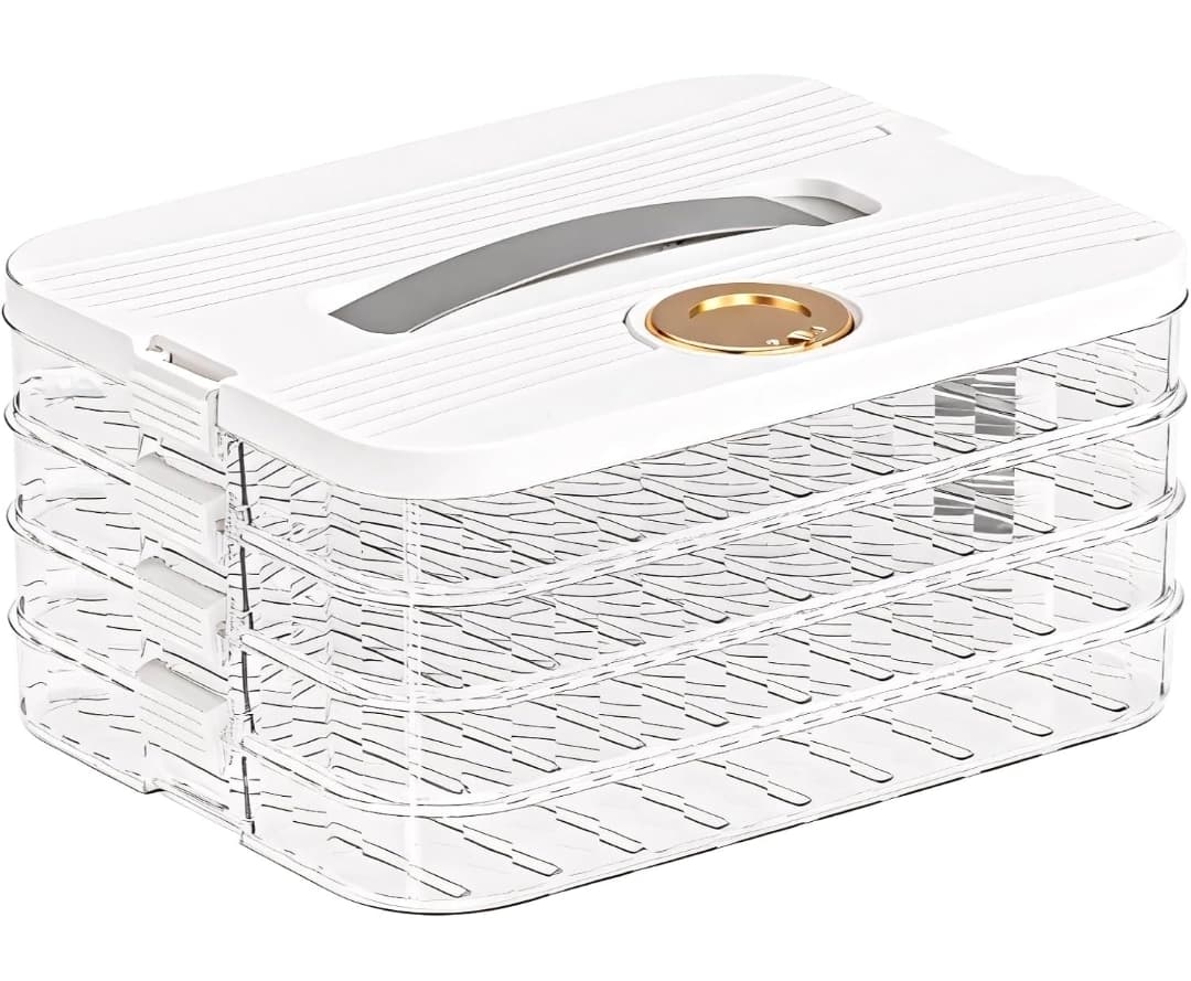 4-Tier Stackable Food Storage Container with Handle, Transparent Bento-Style Organizer for Kitchen & Refrigerator β Ideal for Dumplings, Fruits, Snacks & Small Portions