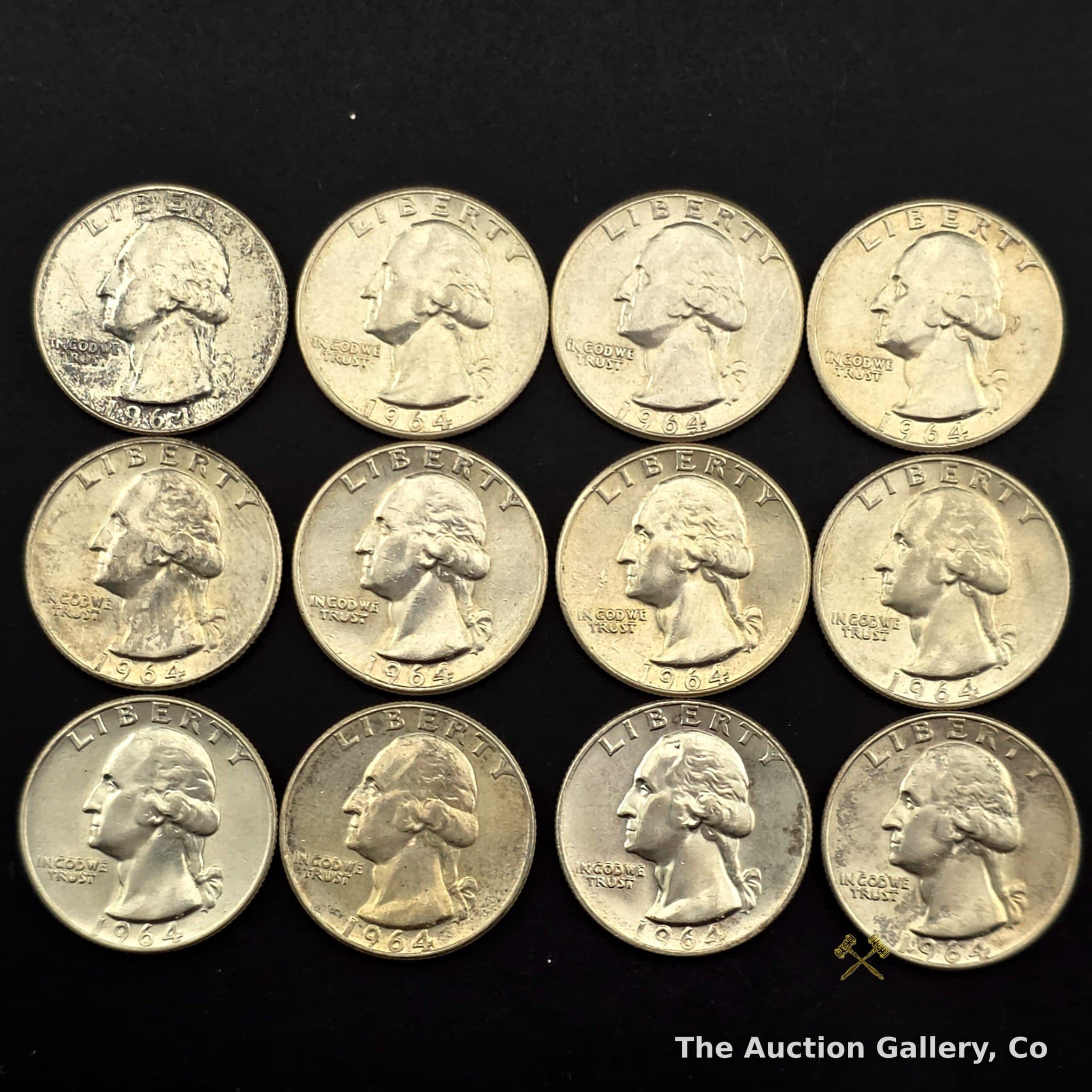 1964-P Washington Silver Quarters, Lot of 12