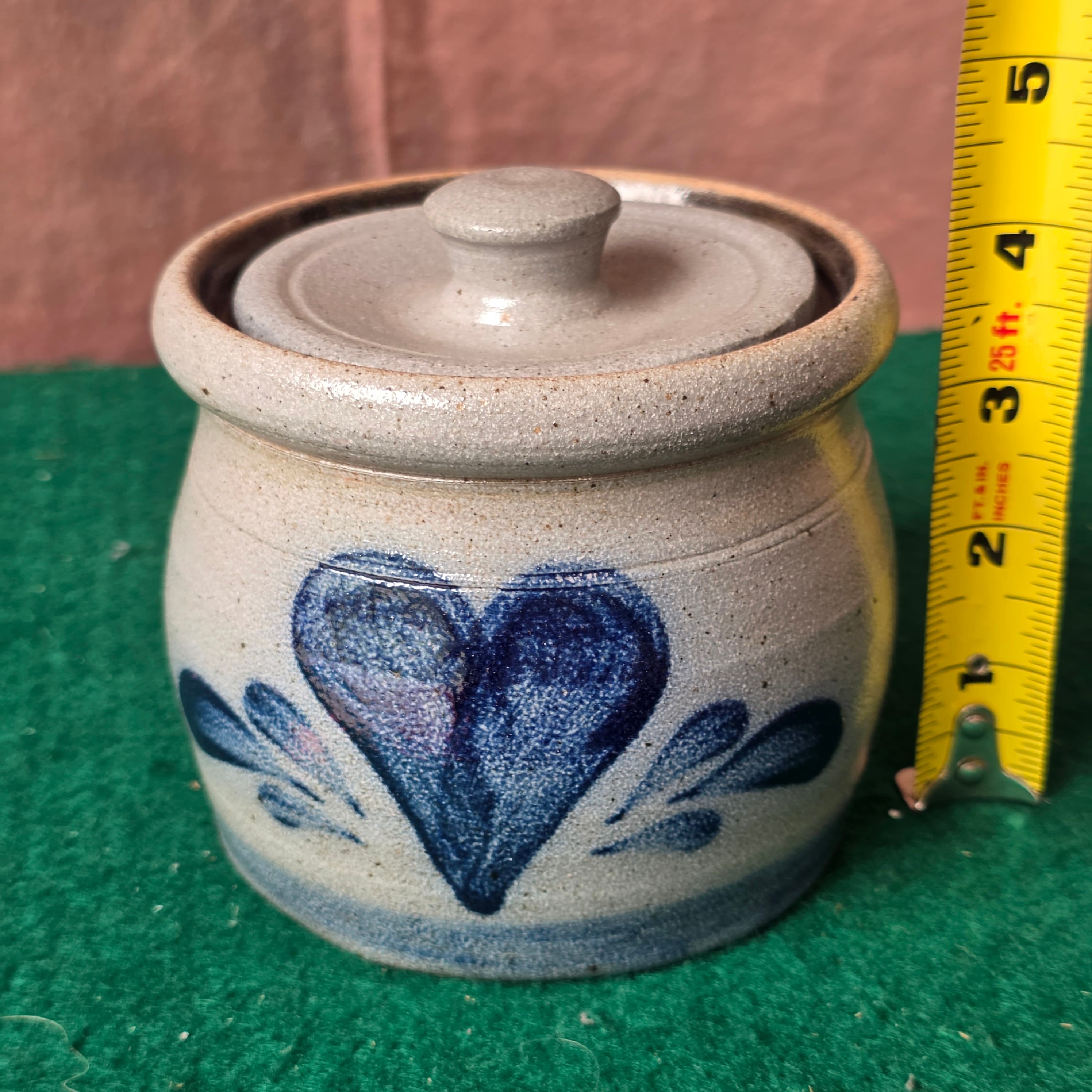 Rowe Pottery Works Stoneware Heart Crock, 1990