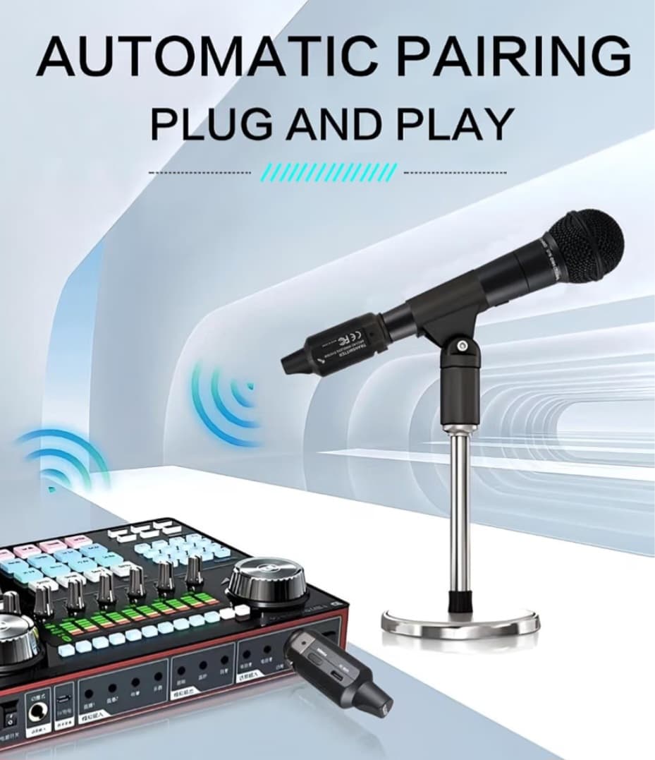 Ulumac Aroma 2.4GHz Wireless XLR Transmitter and Receiver for Dynamic Mic Plug & Play, 130ft Range, 7-Channel, 10H Battery, Wireless Microphone Adapter for PA System/Live Sound/Mixer