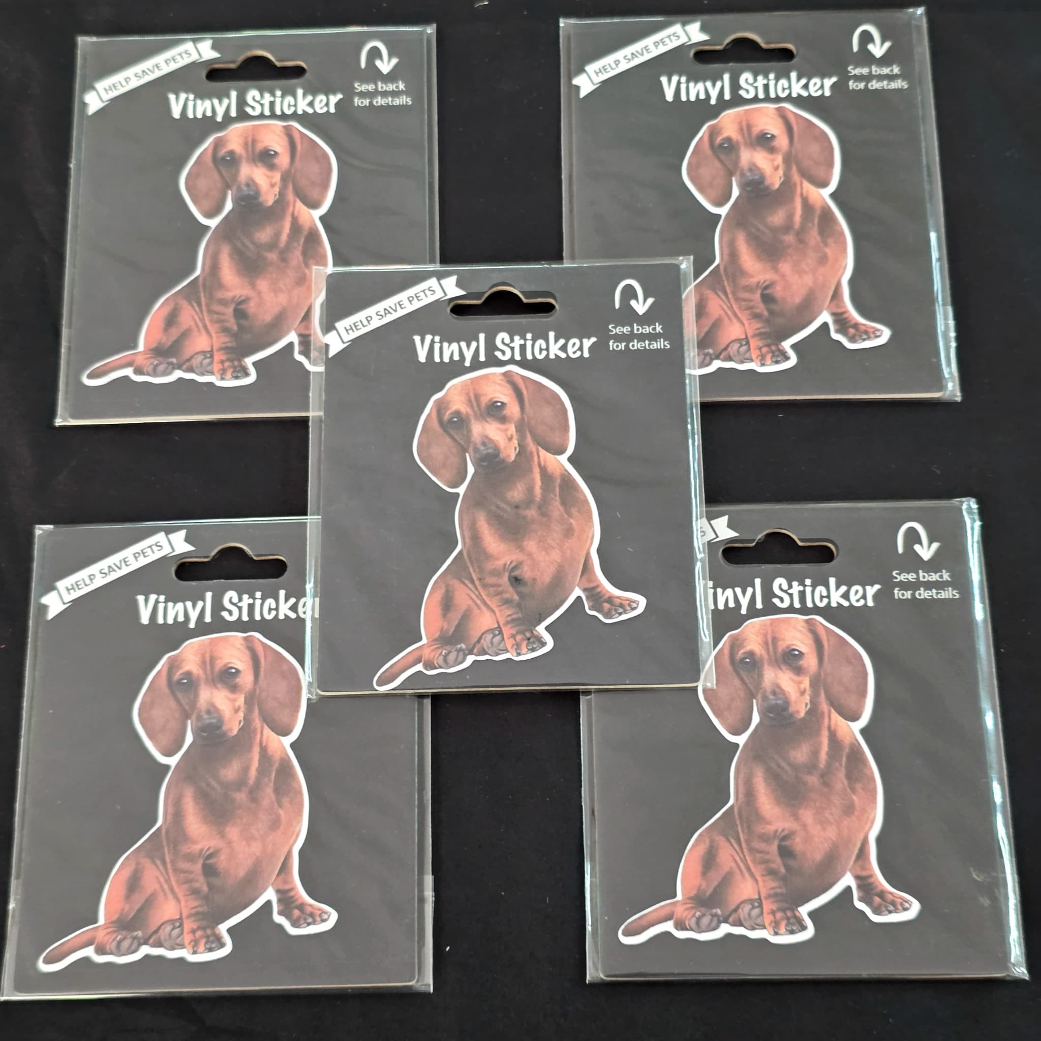 Set of 5 Dachshund Vinyl Stickers, Brand New