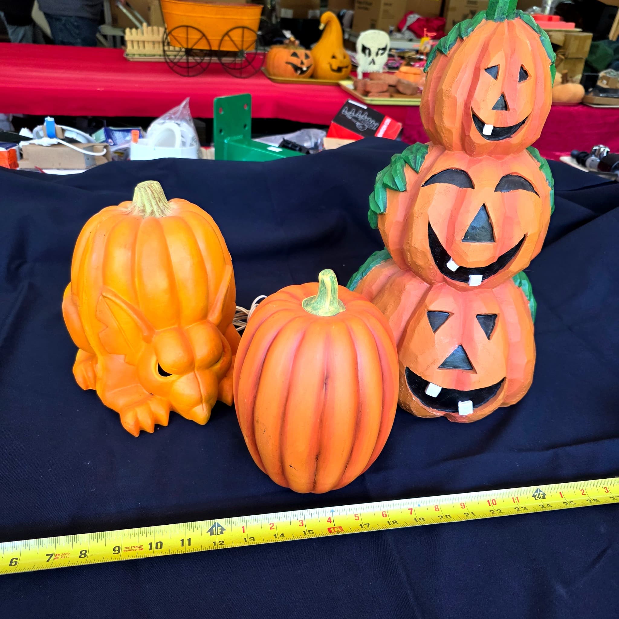 Halloween Pumpkin Decorations Lot, Three Pieces