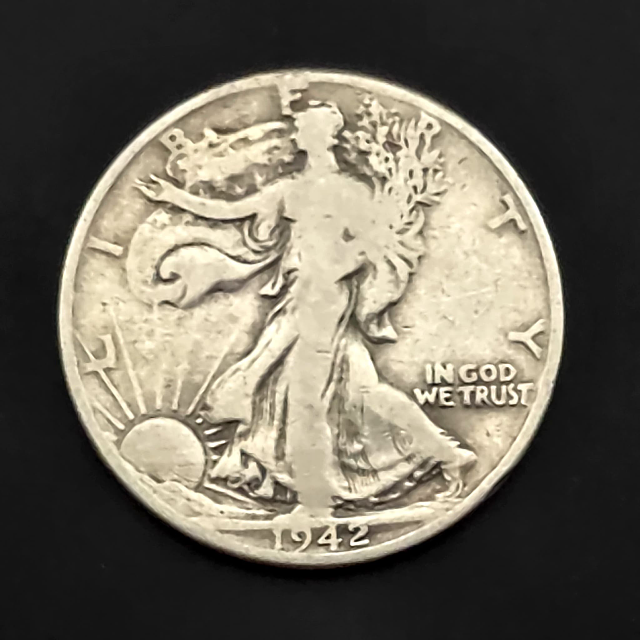 1942 Walking Liberty Half Dollar, 90% Silver