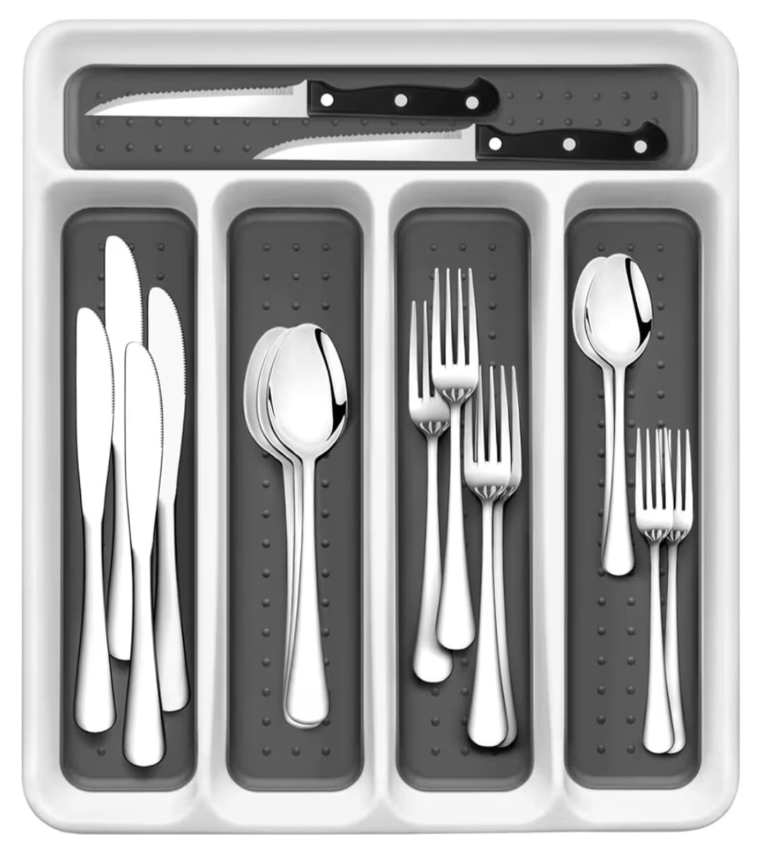 24-Piece Silverware Set & Silverware Organizer