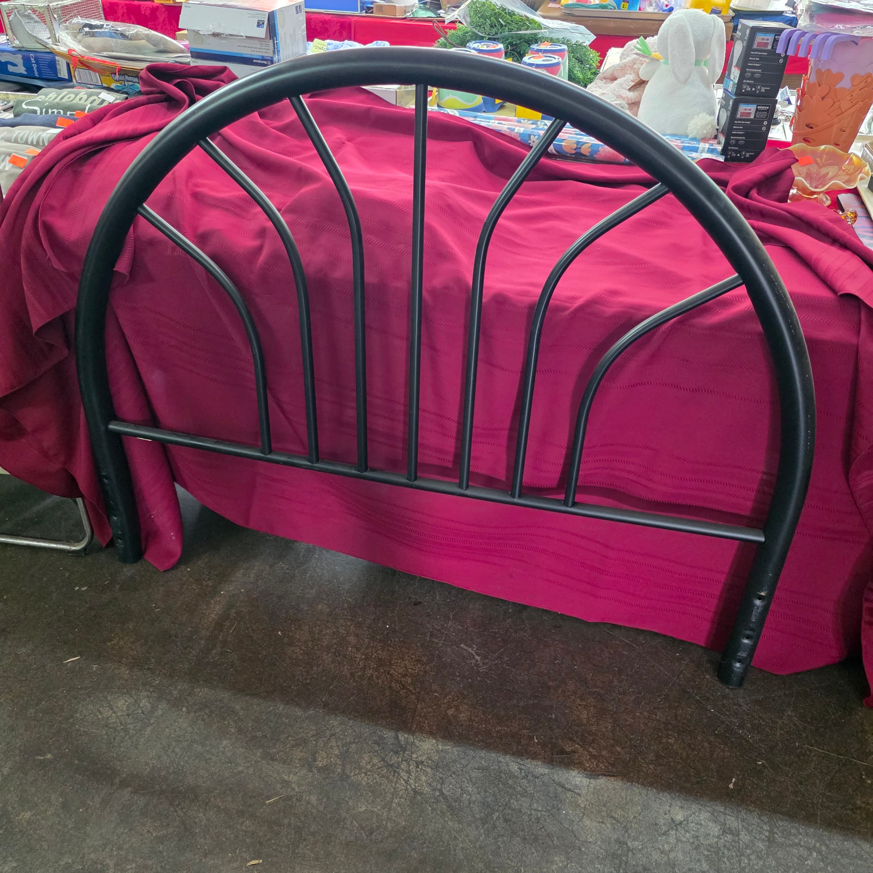 Full Size Black Metal Arched Headboard