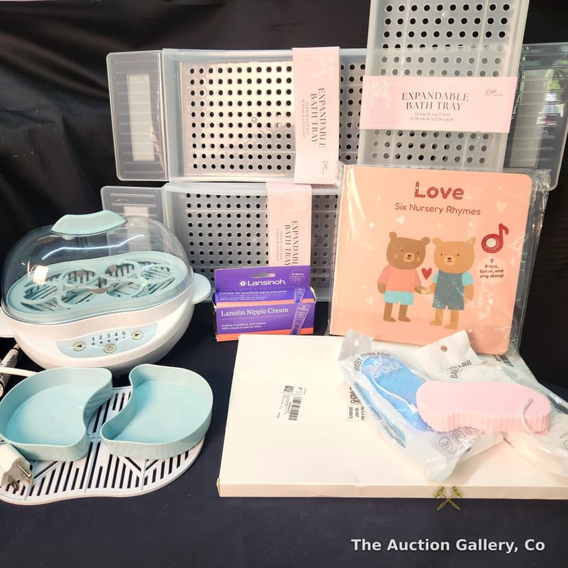 New Baby Lot โ Sterilizer, Bath Trays, Book, Sponges & More