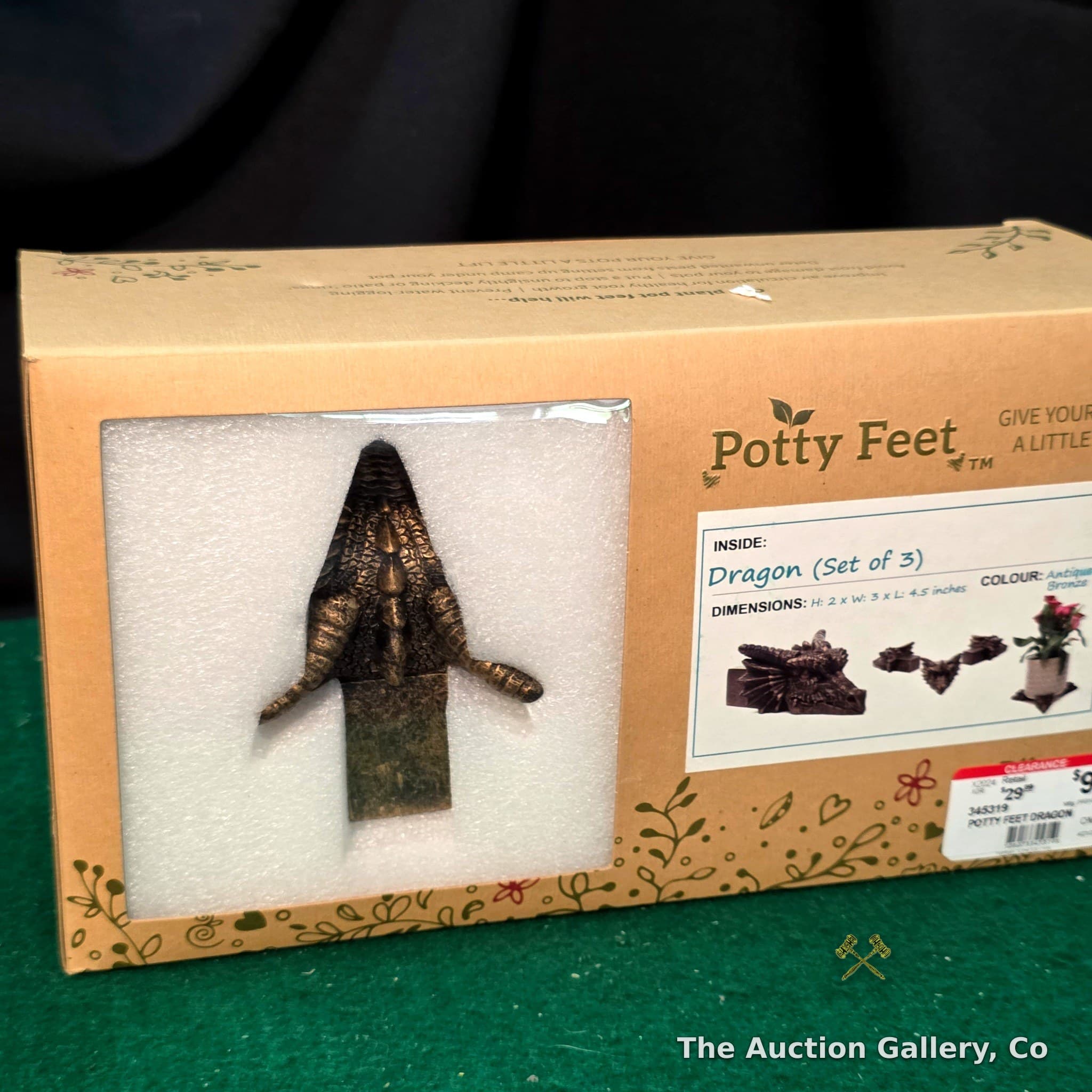 Potty Feet Dragon Plant Pot Feet, Set of 3, Antique Bronze